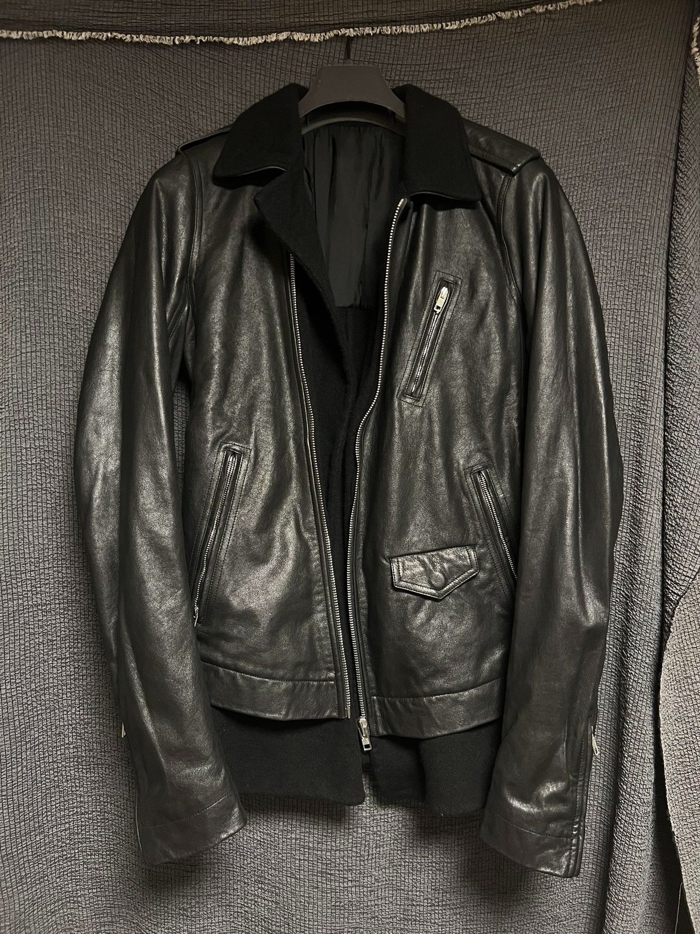 Rick Owens Rick Owens Leather Jacket with Asymmetrical Zip Size US L / EU 52-54 / 3 - 4 Thumbnail