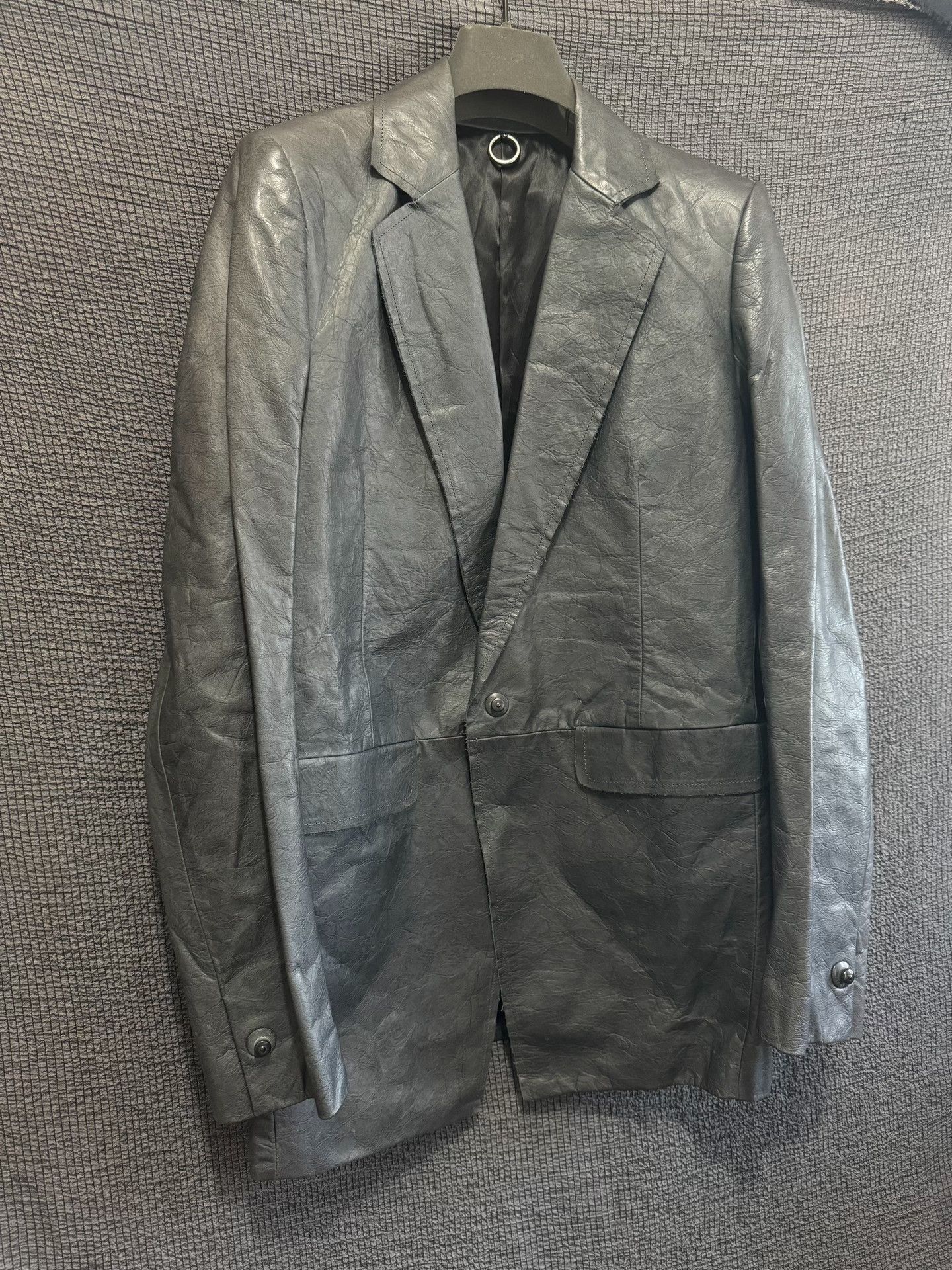 S/STERE gray textured leather blazer by sistere Size US M / EU 48-50 / 2 - 6 Thumbnail