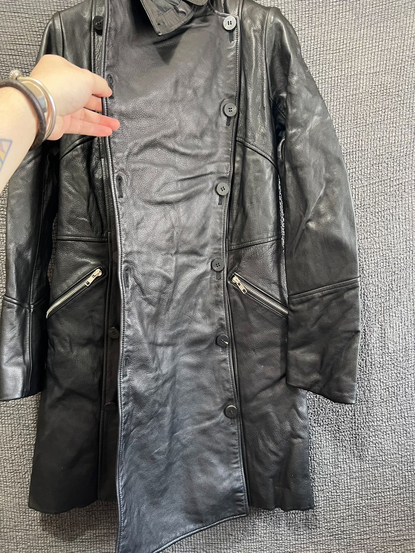 S/STERE black military-style leather coat Size US M / EU 48-50 / 2 - 3 Thumbnail