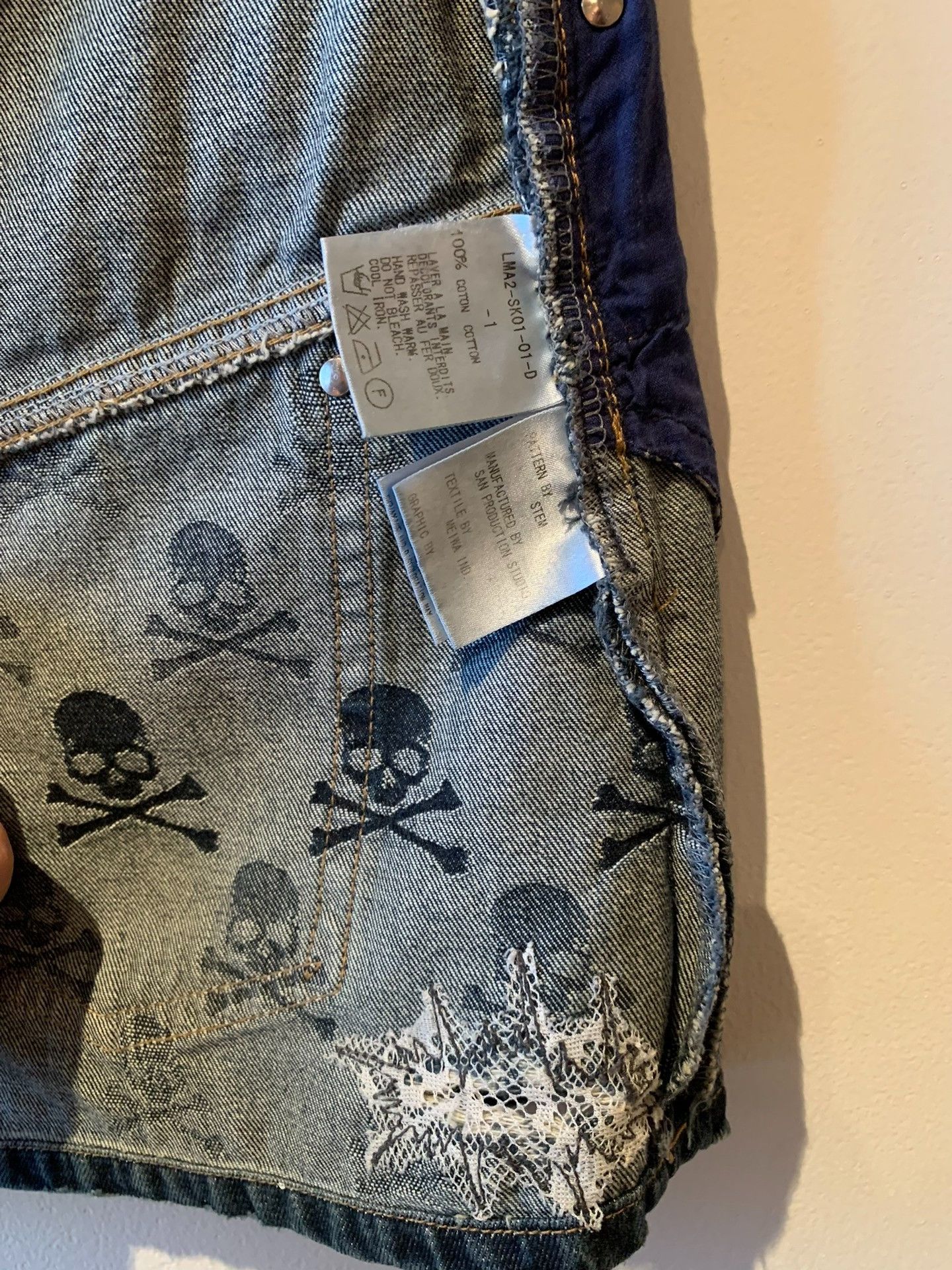 Mastermind Japan blue denim mini skirt with embellishments Size 23" - 7 Thumbnail