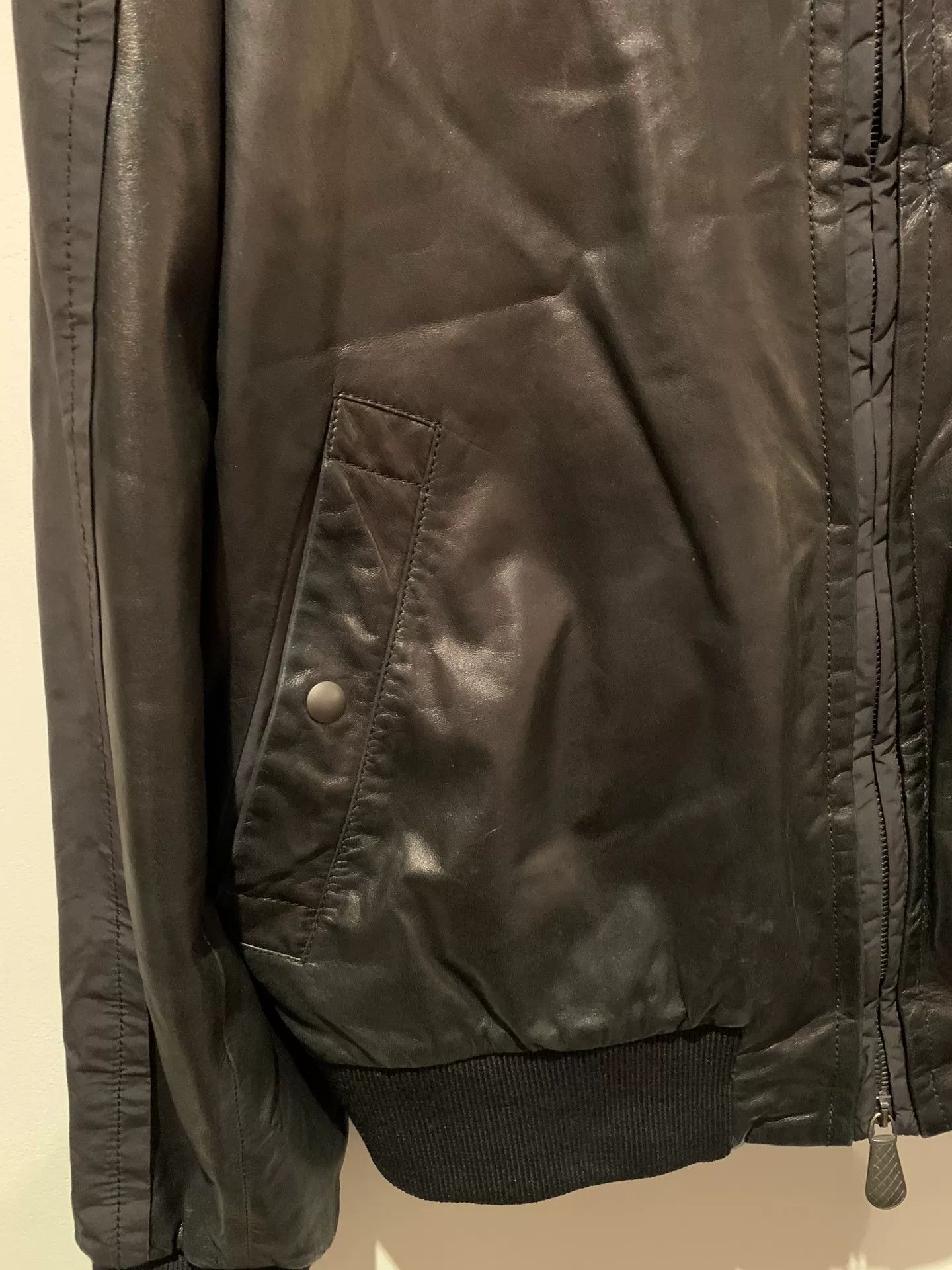 Bottega Veneta black leather patchwork jacket for men Size US L / EU 52-54 / 3 - 4 Thumbnail