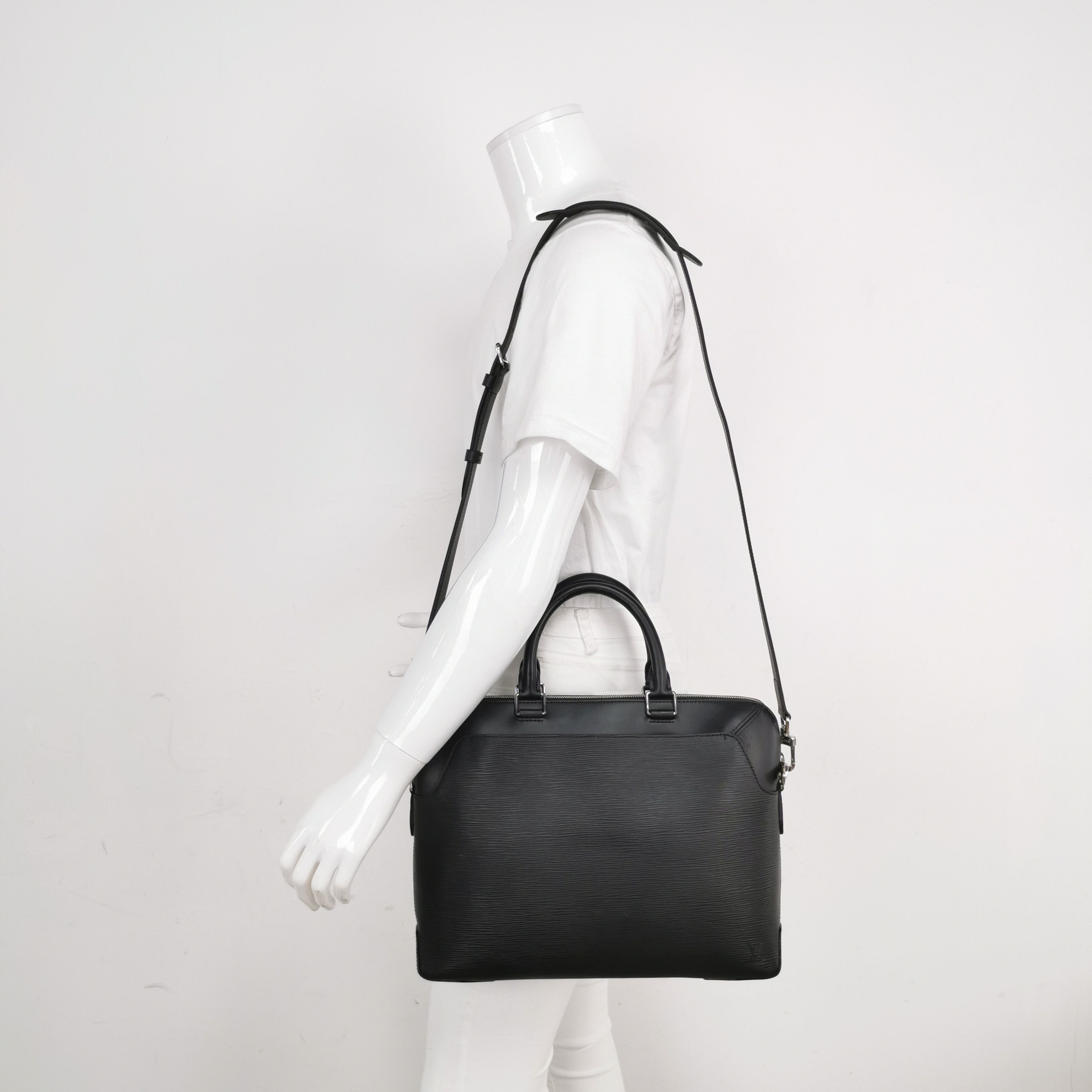 Louis Vuitton Louis Vuitton Large Black Leather Structured Handbag Size ONE SIZE - 4 Thumbnail