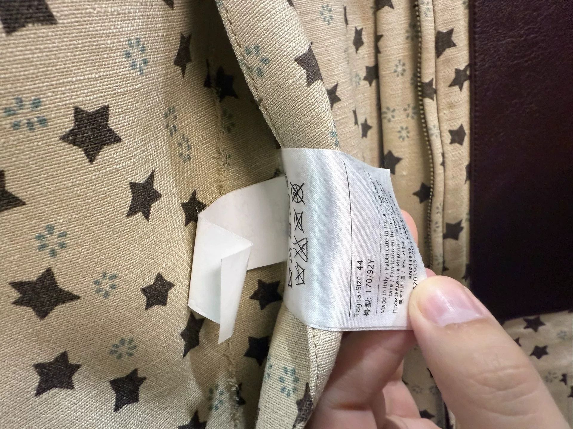 Valentino Valentino Beige Star Print Jacket Size US L / EU 52-54 / 3 - 6 Thumbnail