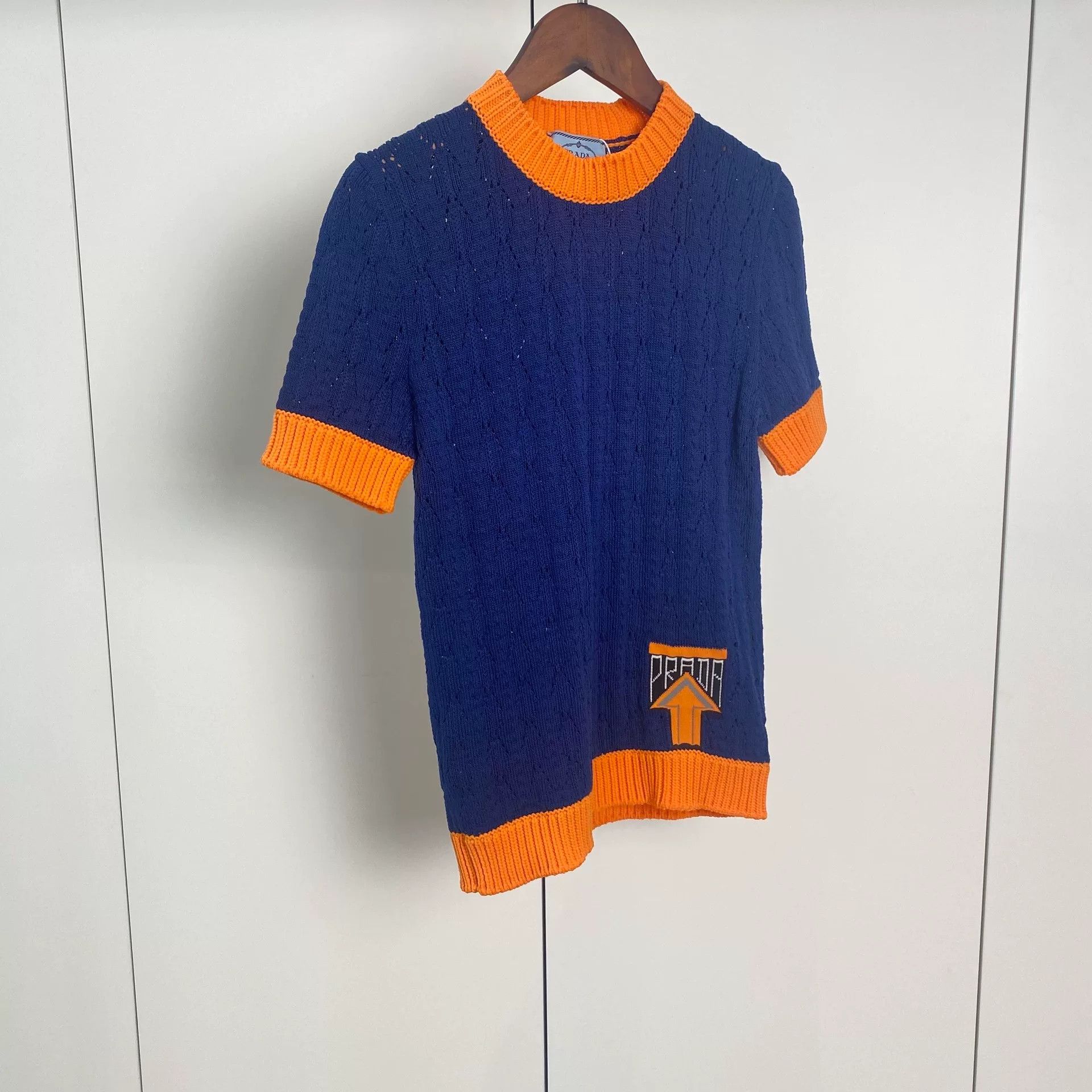 Prada Prada Blue Yellow Logo Knit Top Size US S / EU 44-46 / 1 - 4 Thumbnail