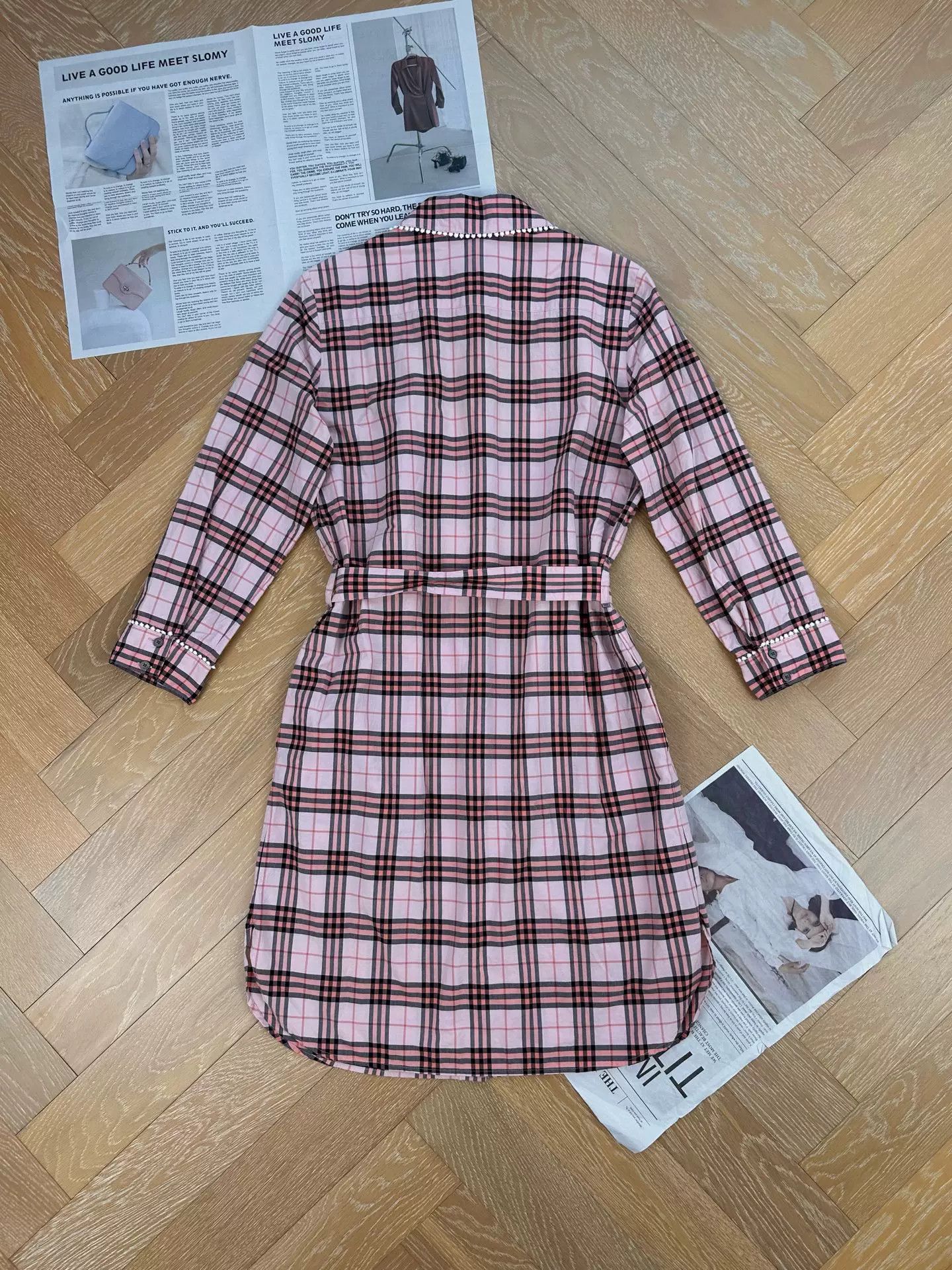 Burberry Burberry Pink Check Shirt Dress Size US 26 / EU 42 - 2 Thumbnail