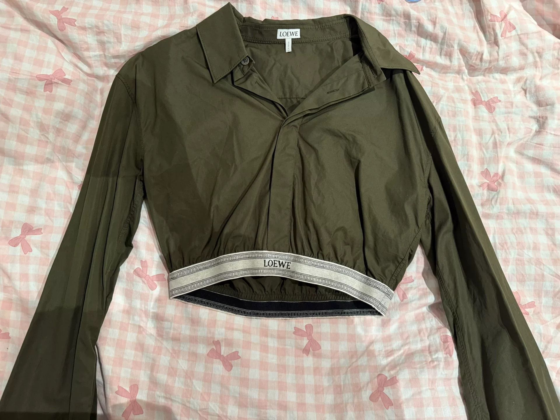 Loewe Loewe Green Cropped Shirt in Size XS Size US XS / EU 42 / 0 - 2 Thumbnail