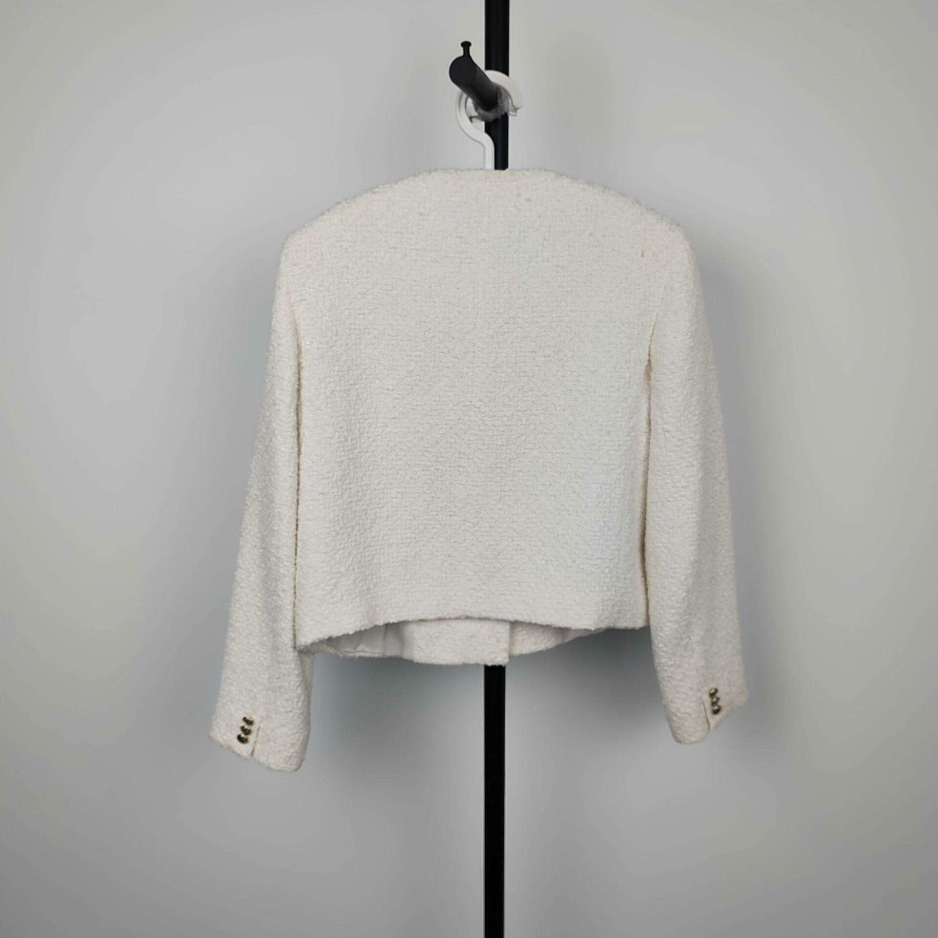 Jimmy Choo Maxmara Tweed Jacket White Size US M / EU 48-50 / 2 - 2 Thumbnail