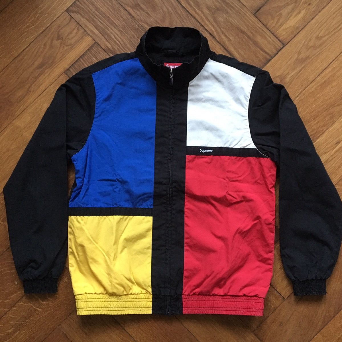 image of Supreme Color Blocked Track Jacket Black Ss16 S, Men's (Size Small)