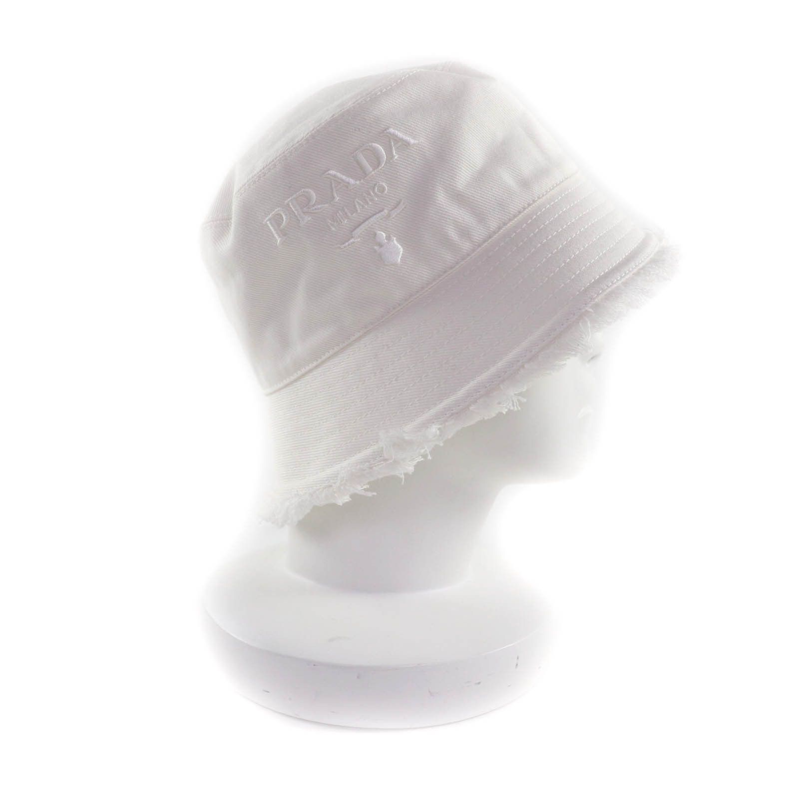 Prada Prada Prada Logo Embroidered Cotton Bucket Hat Cotton 
