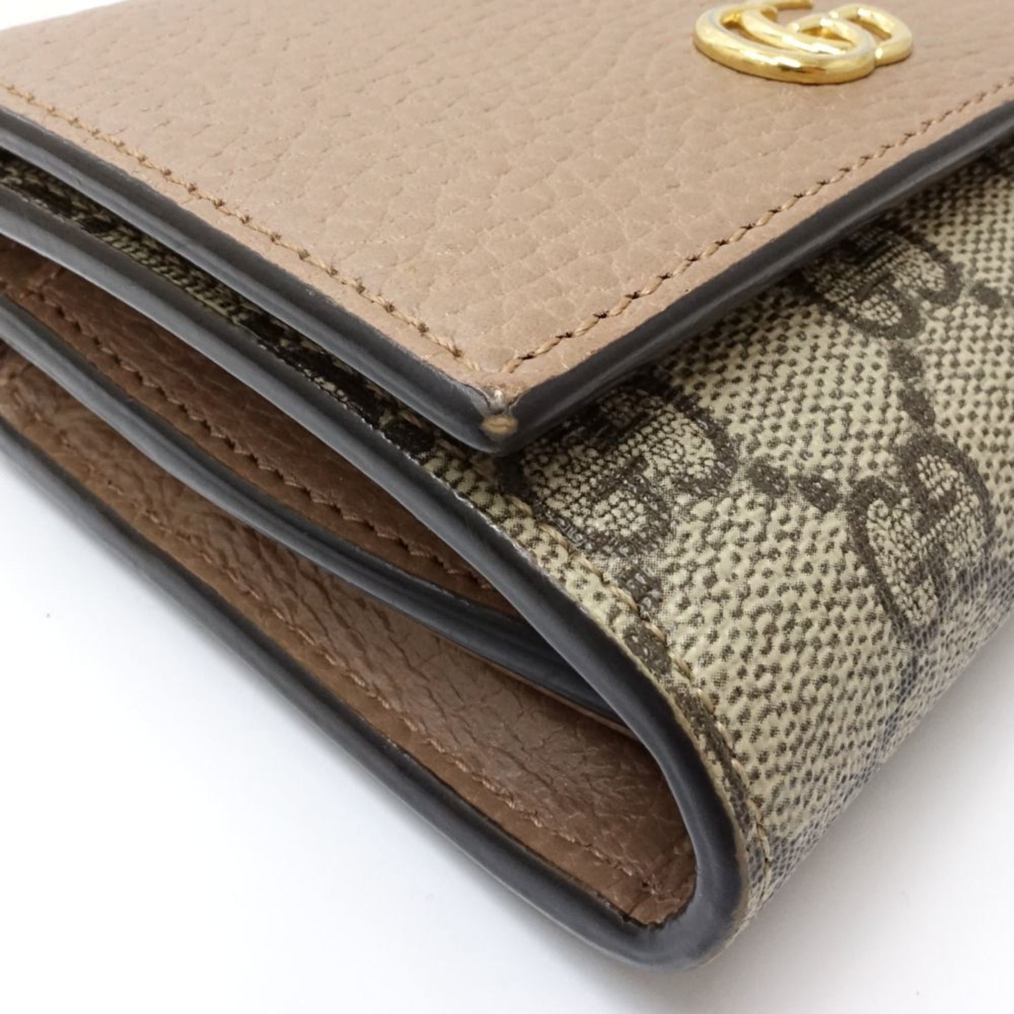 Gucci GUCCI Double G Bi-fold Wallet 598587, Medium in Beige Canvas and Leather, Women's, 181754 Size ONE SIZE - 4 Thumbnail