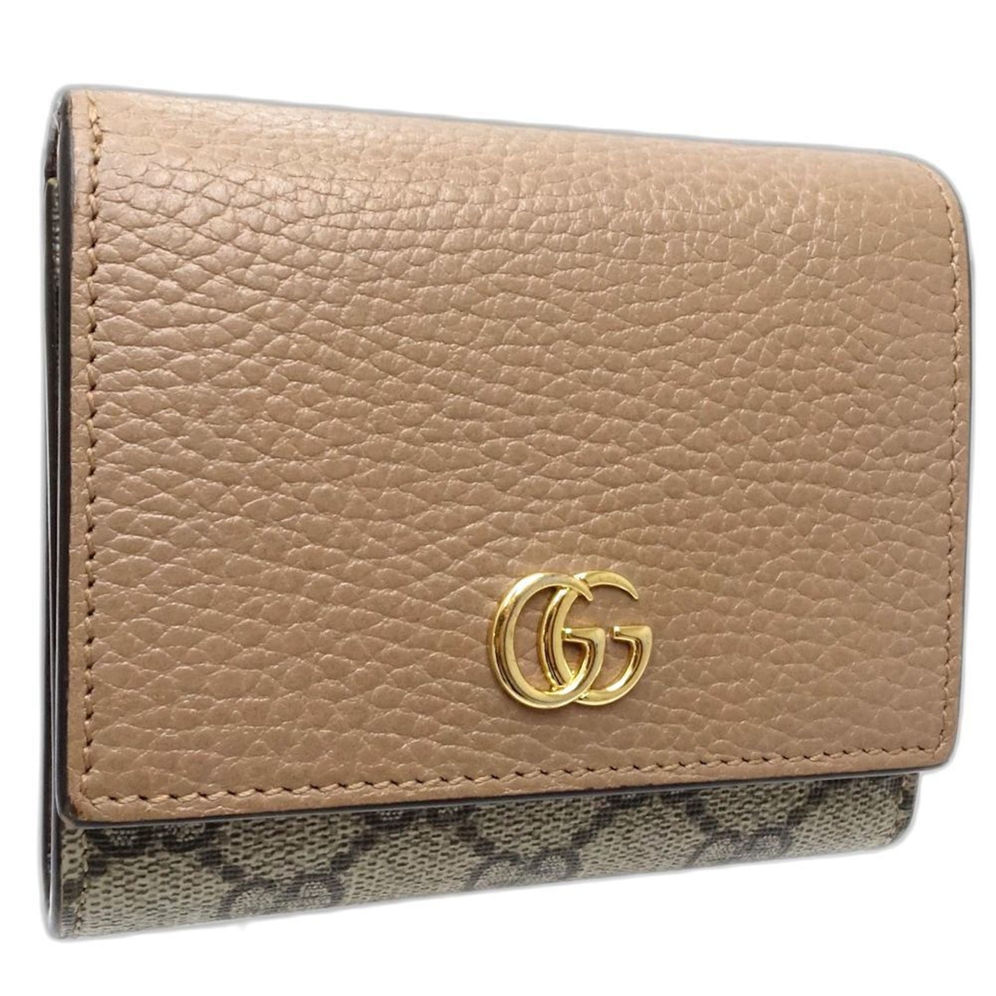 Gucci GUCCI Double G Bi-fold Wallet 598587, Medium in Beige Canvas and Leather, Women's, 181754 Size ONE SIZE - 2 Thumbnail