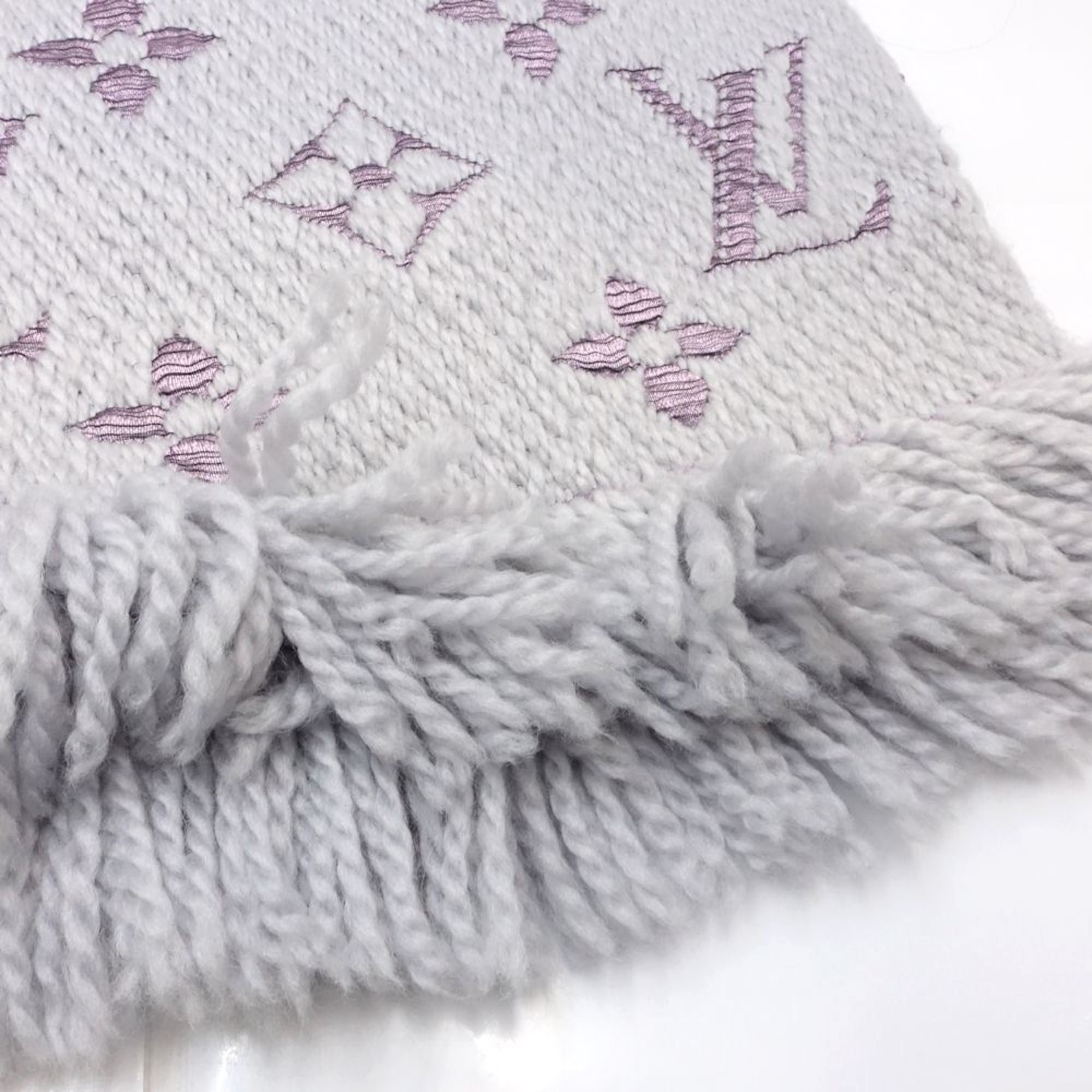 Louis Vuitton LOUIS VUITTON Echarpe Mania Duo Scarf M73121 in Gray and Light Purple, Women's, 181768 Size ONE SIZE - 3 Thumbnail