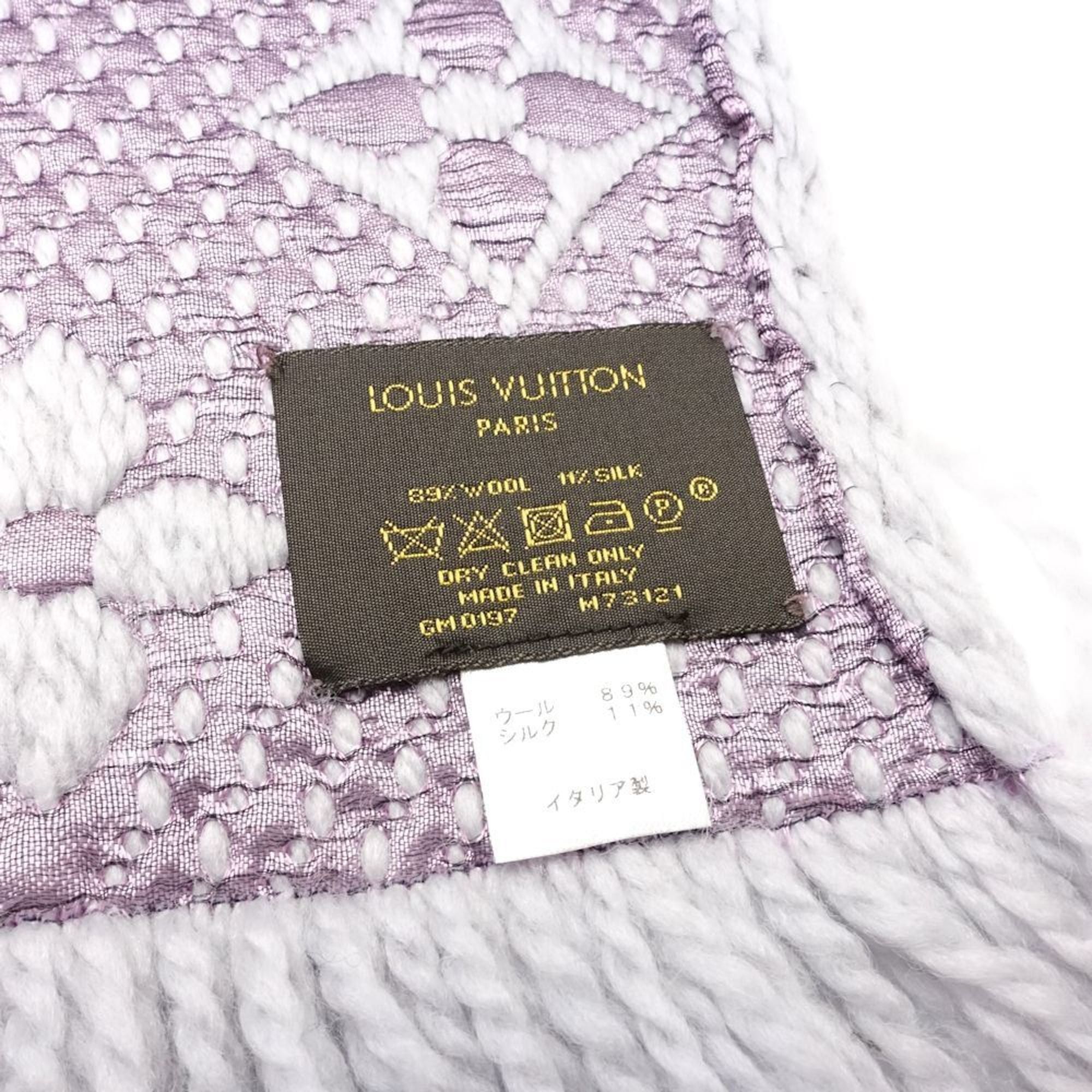 Louis Vuitton LOUIS VUITTON Echarpe Mania Duo Scarf M73121 in Gray and Light Purple, Women's, 181768 Size ONE SIZE - 7 Thumbnail