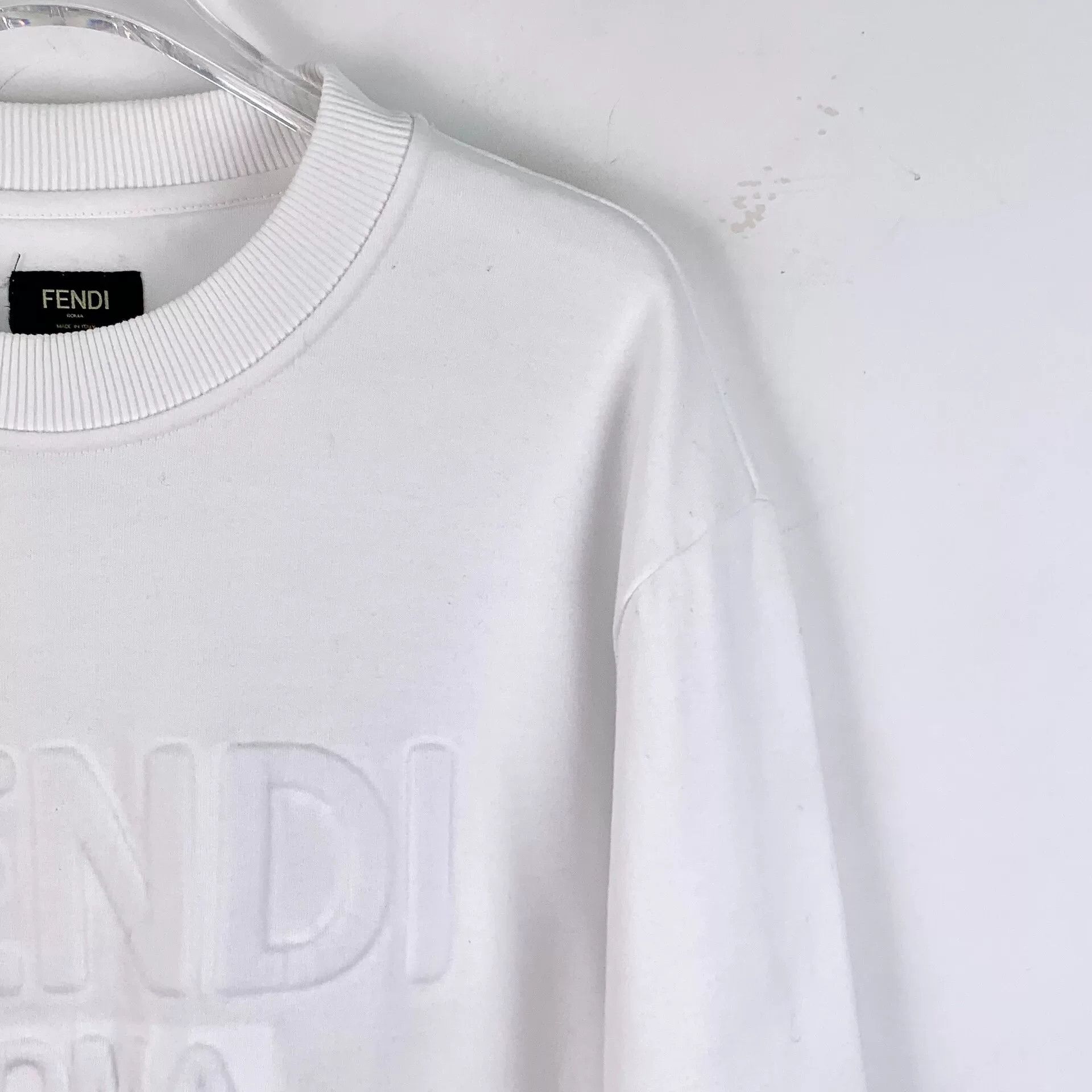 Fendi fendi white logo embossed cotton sweatshirt Size US XL / EU 56 / 4 - 3 Thumbnail