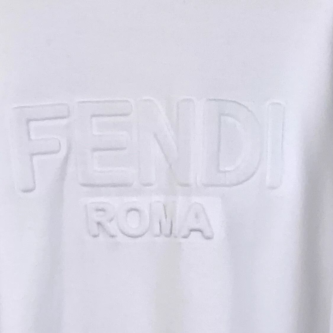 Fendi fendi white logo embossed cotton sweatshirt Size US XL / EU 56 / 4 - 4 Thumbnail