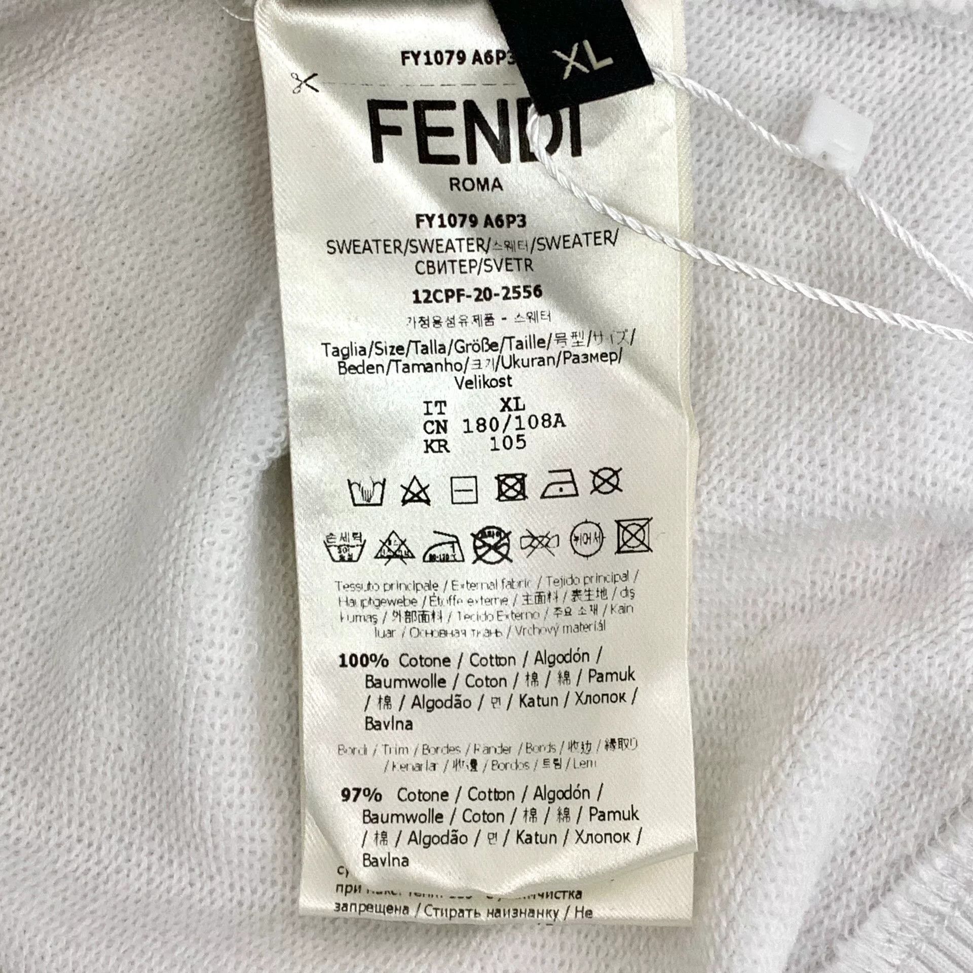 Fendi fendi white logo embossed cotton sweatshirt Size US XL / EU 56 / 4 - 8 Thumbnail