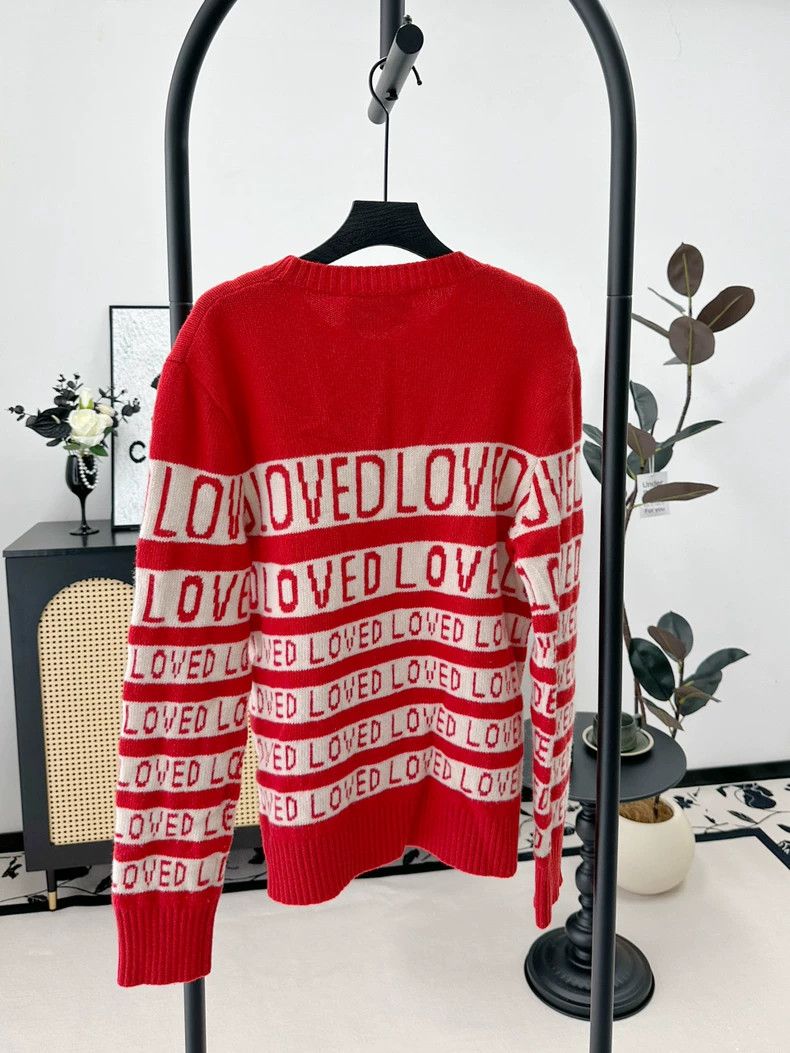 Gucci Gucci Red "LOVED" Knit Long-Sleeve Sweater Size US M / EU 48-50 / 2 - 2 Thumbnail