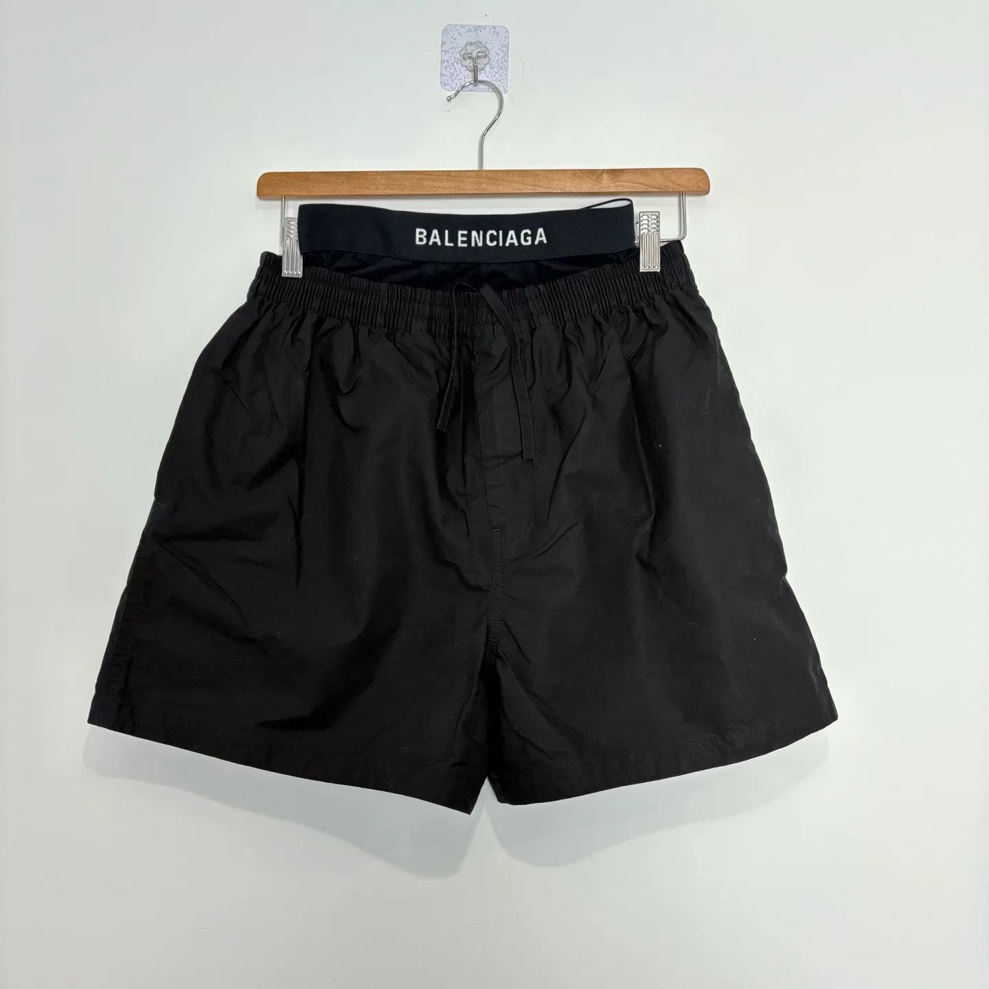 Balenciaga Balenciaga Black Nylon Double Waist Shorts Size US 26 / EU 42 - 2 Thumbnail