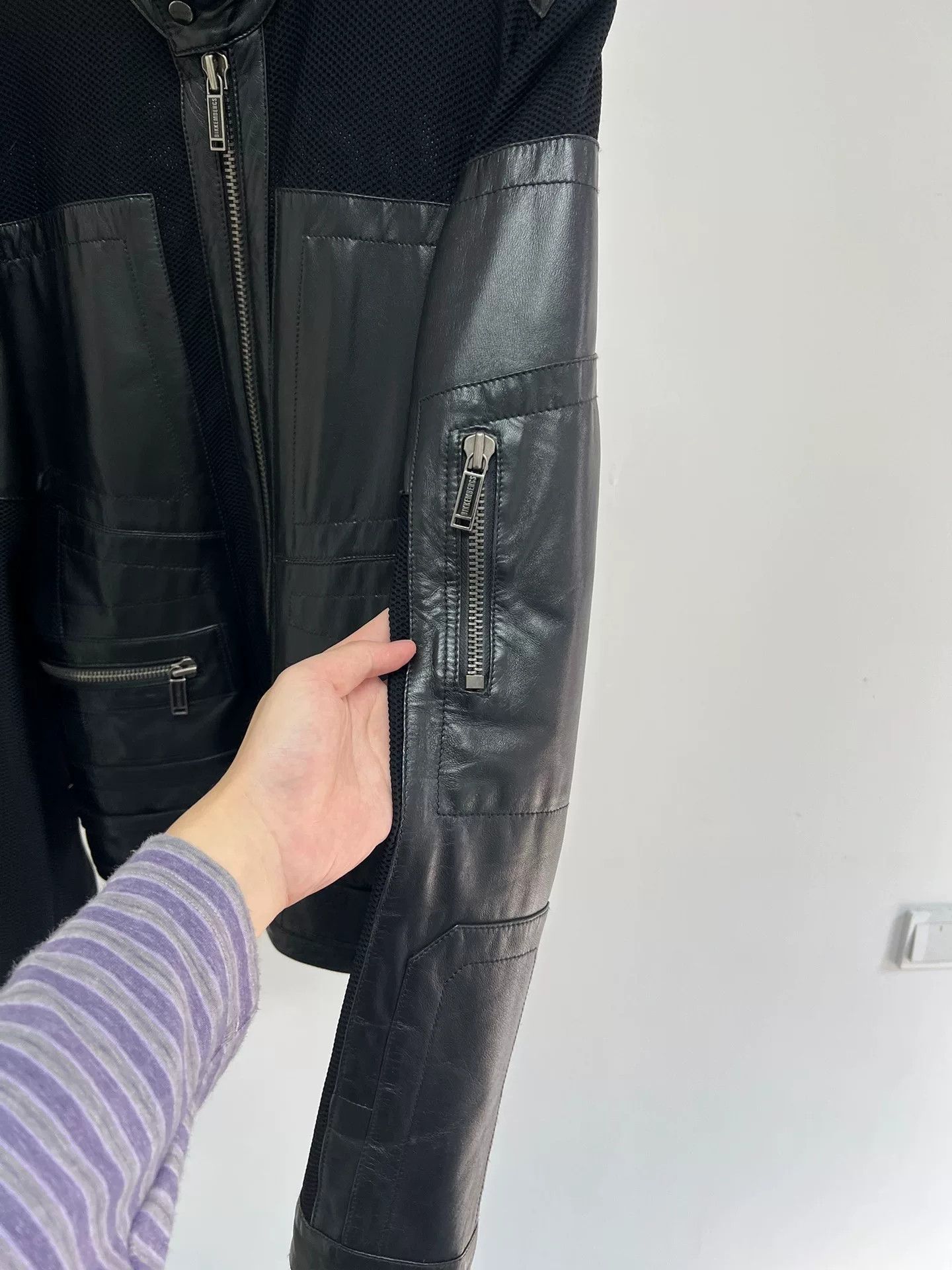 Dirk Bikkembergs Dirk Bikkembergs Leather Mesh Zip Jacket Size US L / EU 52-54 / 3 - 5 Thumbnail