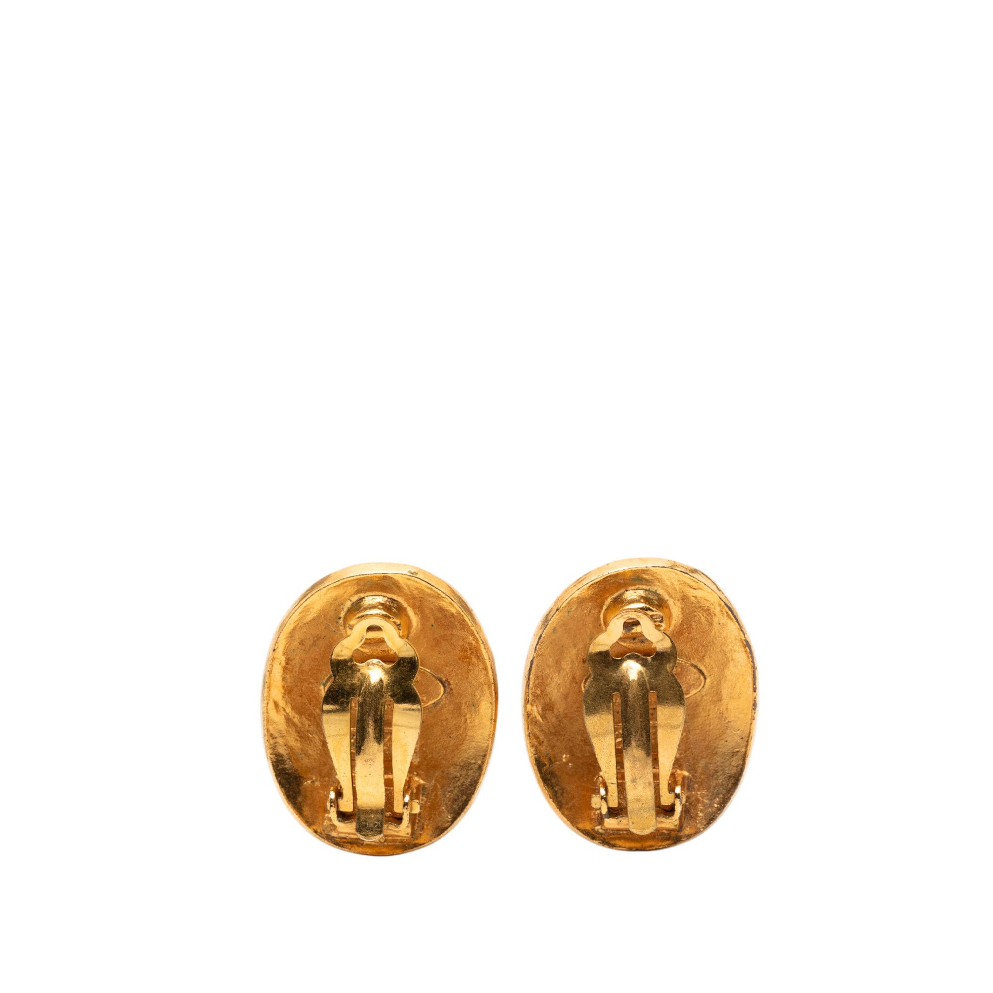 Chanel Chanel Gold Plated CC Oval Clip on Earrings Size ONE SIZE - 2 Thumbnail