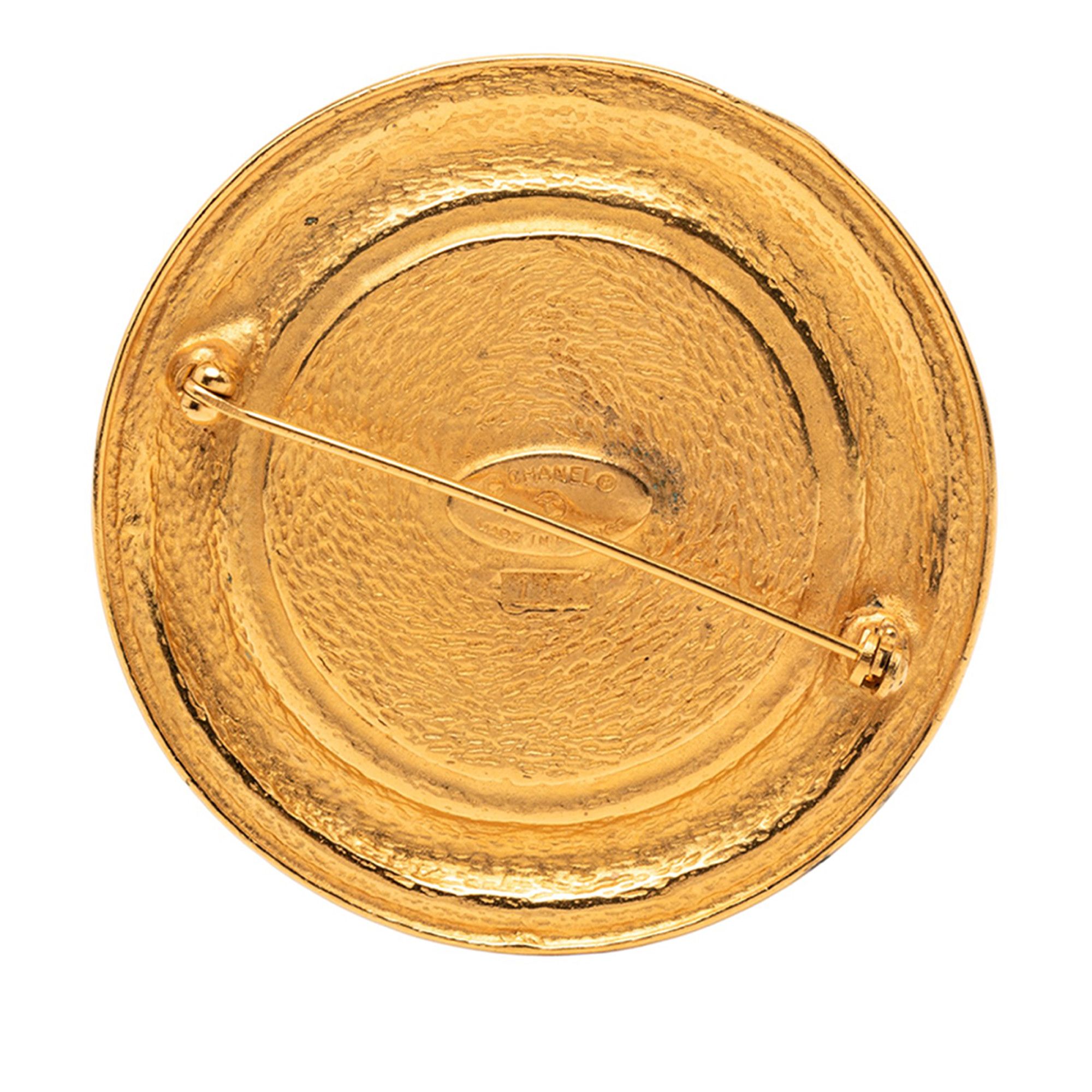 Chanel Chanel Gold Plated 31 Rue Cambon Round Vintage Pin Brooch Size ONE SIZE - 2 Thumbnail