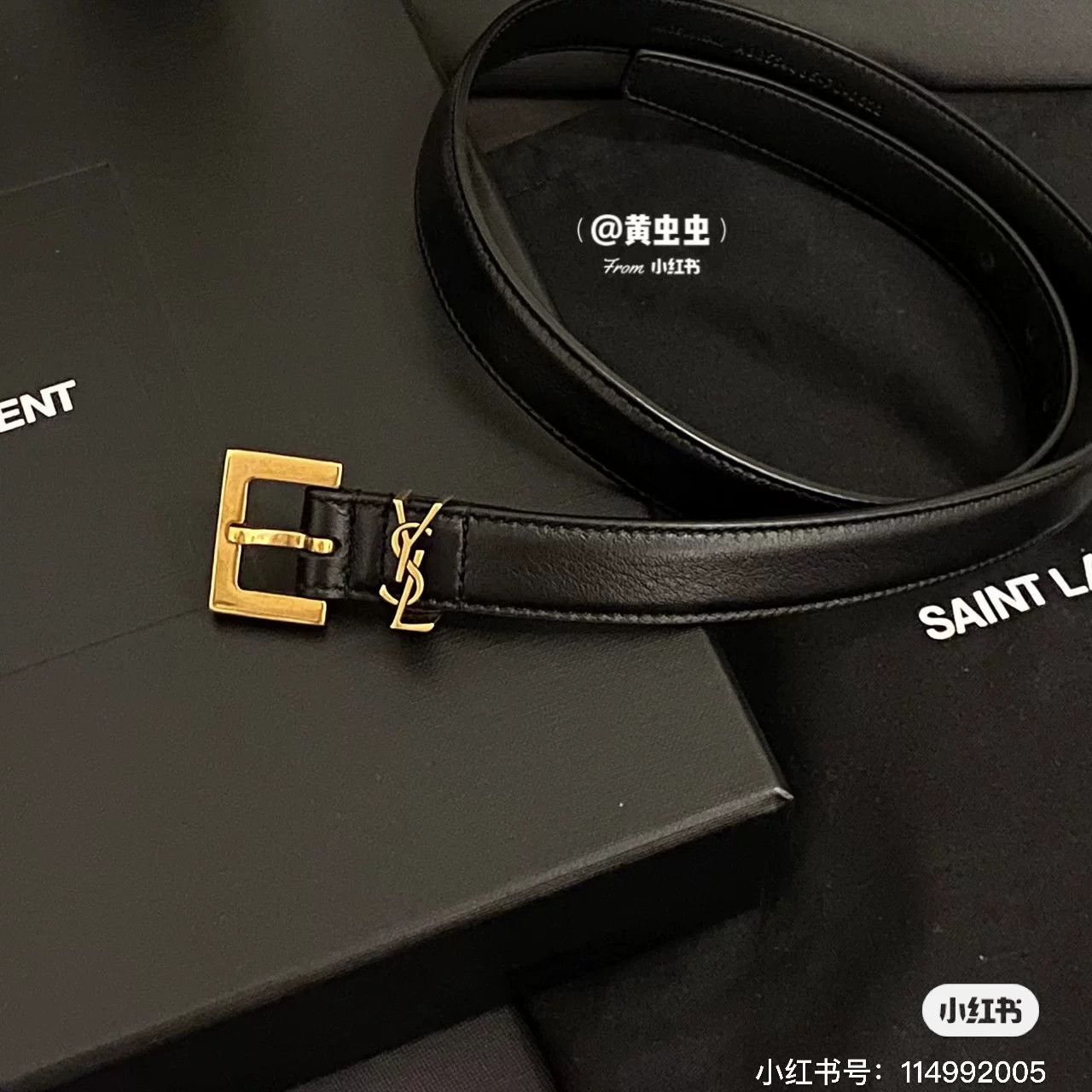 Yves Saint Laurent ysl black leather belt with gold buckle Size ONE SIZE - 2 Thumbnail
