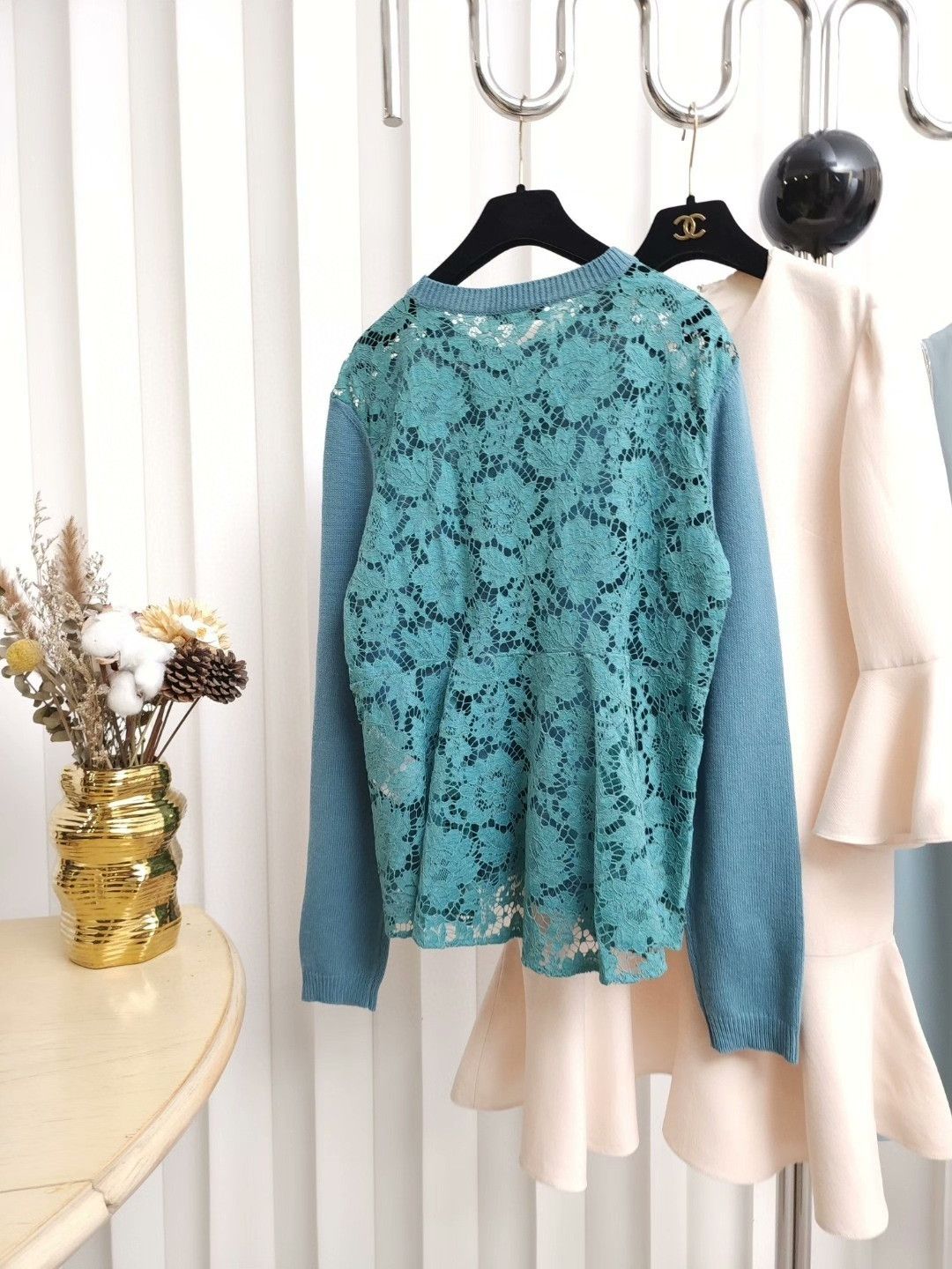 Valentino Valentino Lake Blue Lace Wool Sweater Size US L / EU 52-54 / 3 - 2 Thumbnail