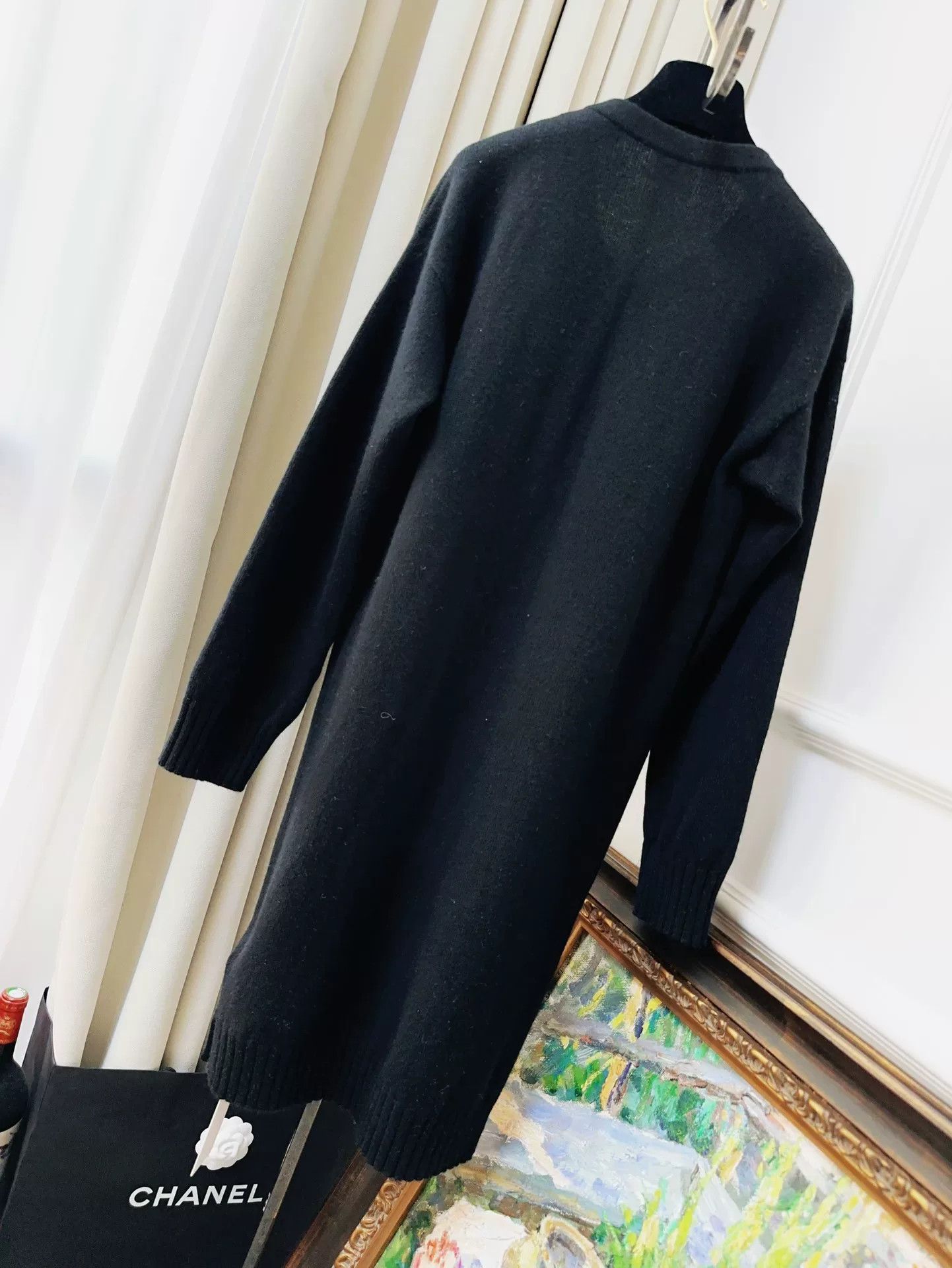 Hermes Hermes Black V-Neck Knit Dress Size US M / EU 48-50 / 2 - 2 Thumbnail