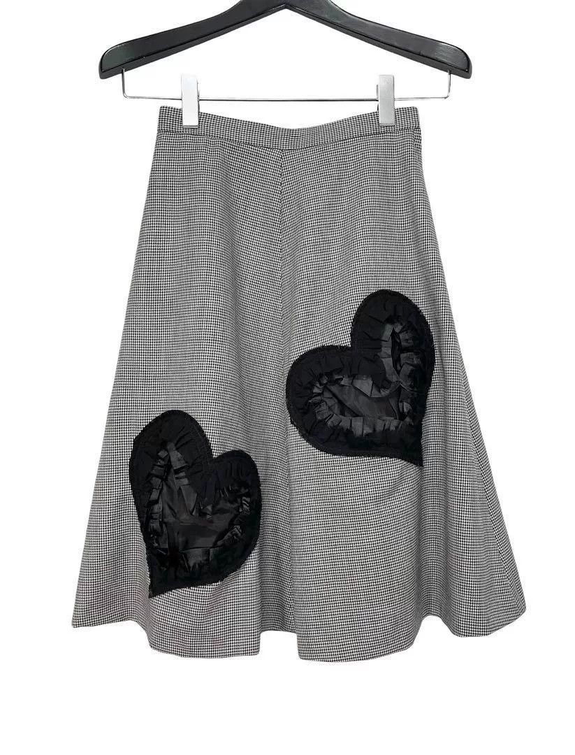 Comme des Garcons CDG Houndstooth Heart Skirt Size US 32 / EU 48 - 2 Thumbnail