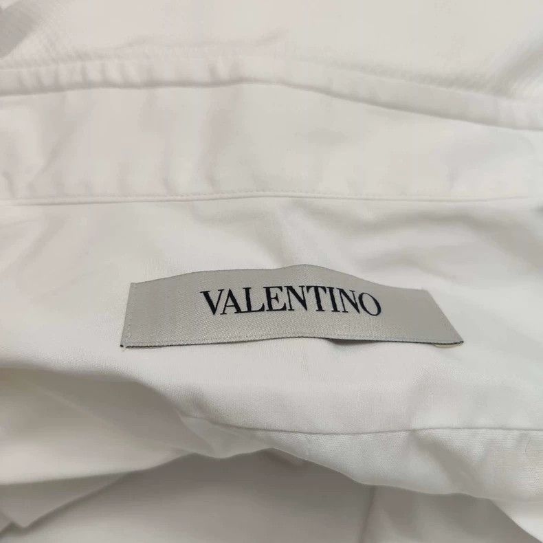 Valentino Valentino Cotton Solid Collar Long Sleeve Shirt Size US M / EU 48-50 / 2 - 5 Thumbnail