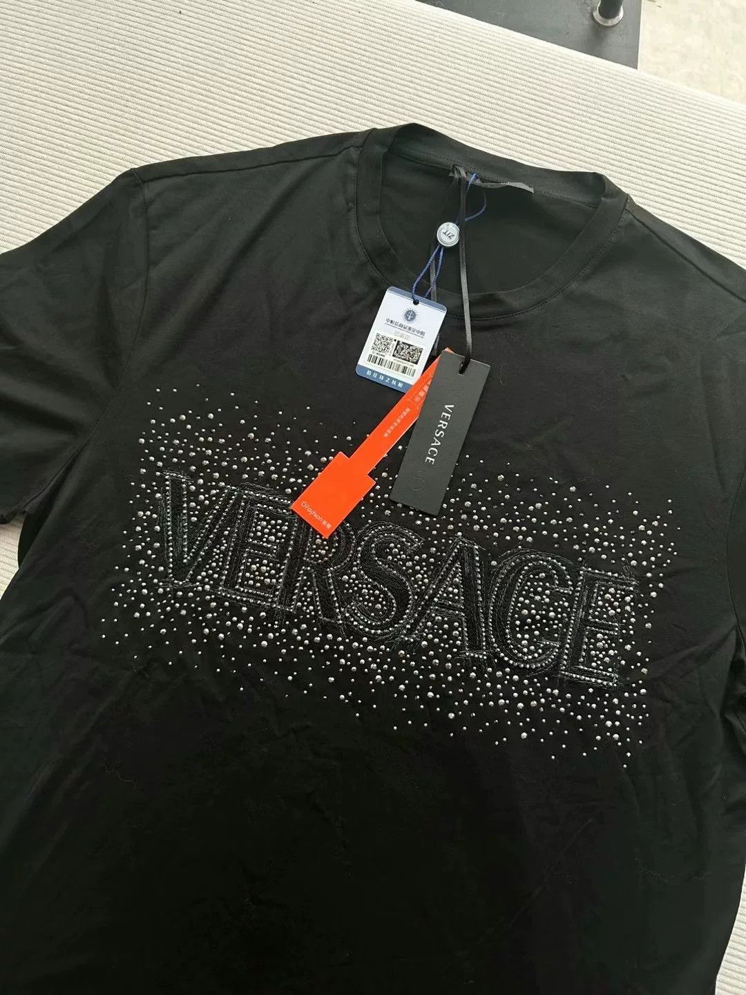 Versace Versace Black Crystal Logo Short Sleeve T-Shirt Size US S / EU 44-46 / 1 - 6 Thumbnail