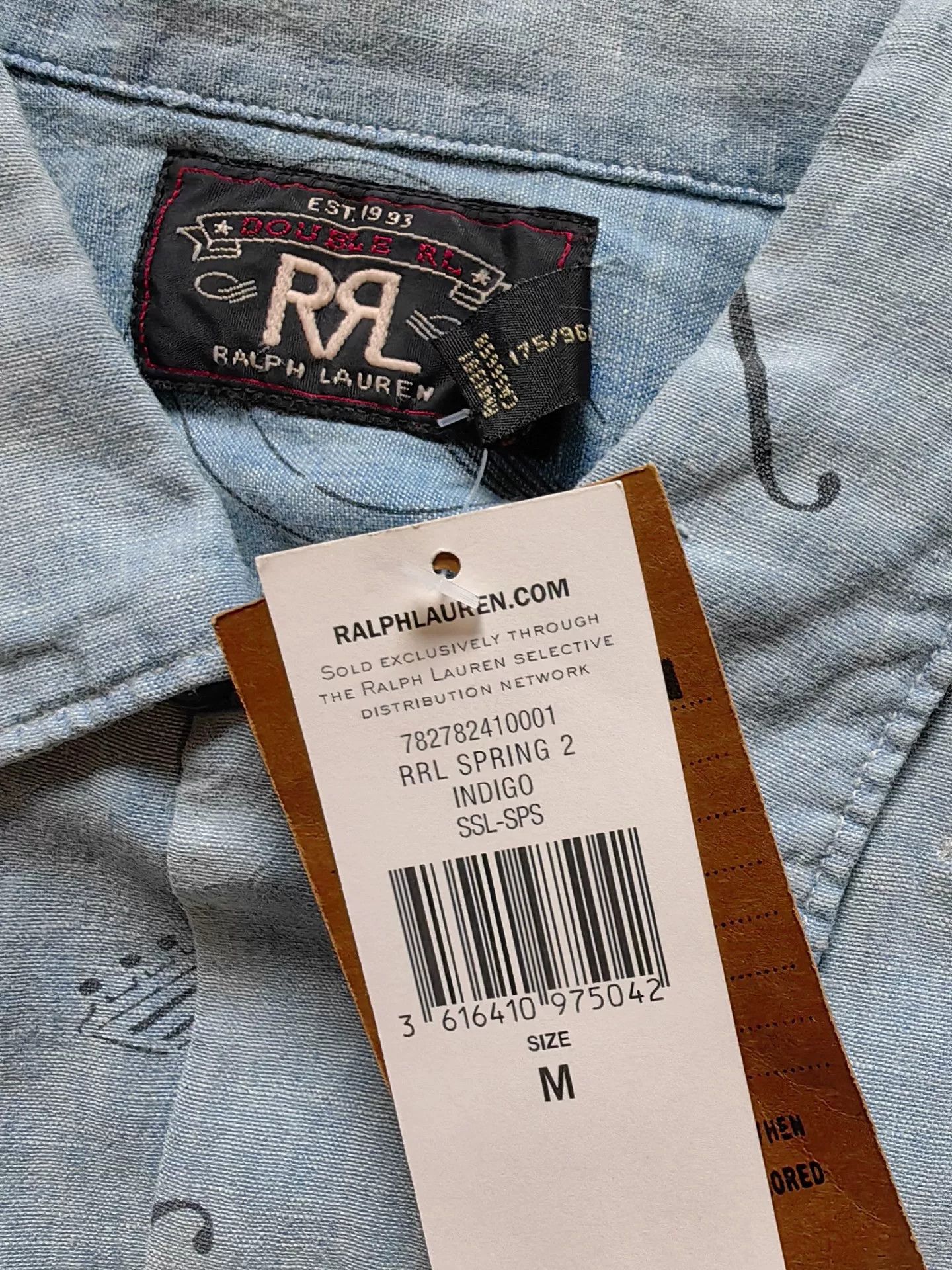 RRL Ralph Lauren RRL Guitar Print Chambray Shirt Size US M / EU 48-50 / 2 - 3 Thumbnail