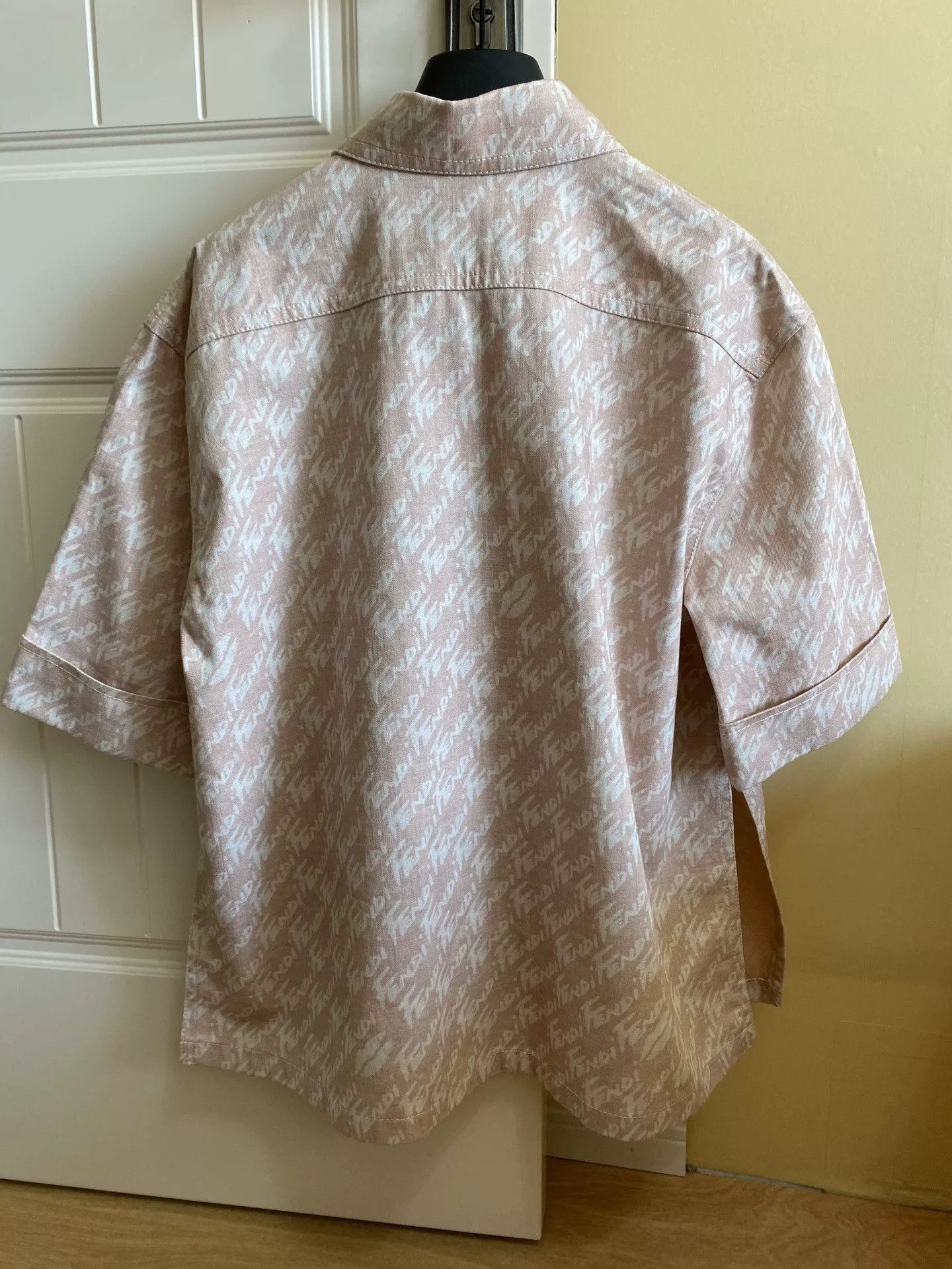 Fendi Fendi Logo Print Denim Short Sleeve Shirt Size US XXL / EU 58 / 5 - 2 Thumbnail
