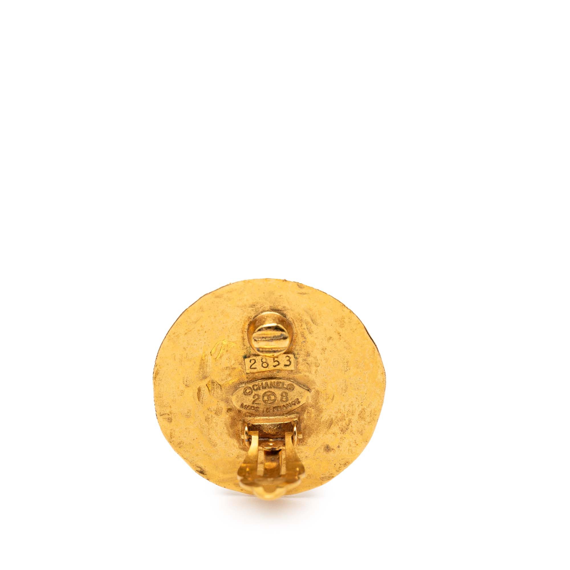 Chanel Chanel Gold Plated CC Round 31 Rue Cambon Clip on Earrings Size ONE SIZE - 3 Thumbnail