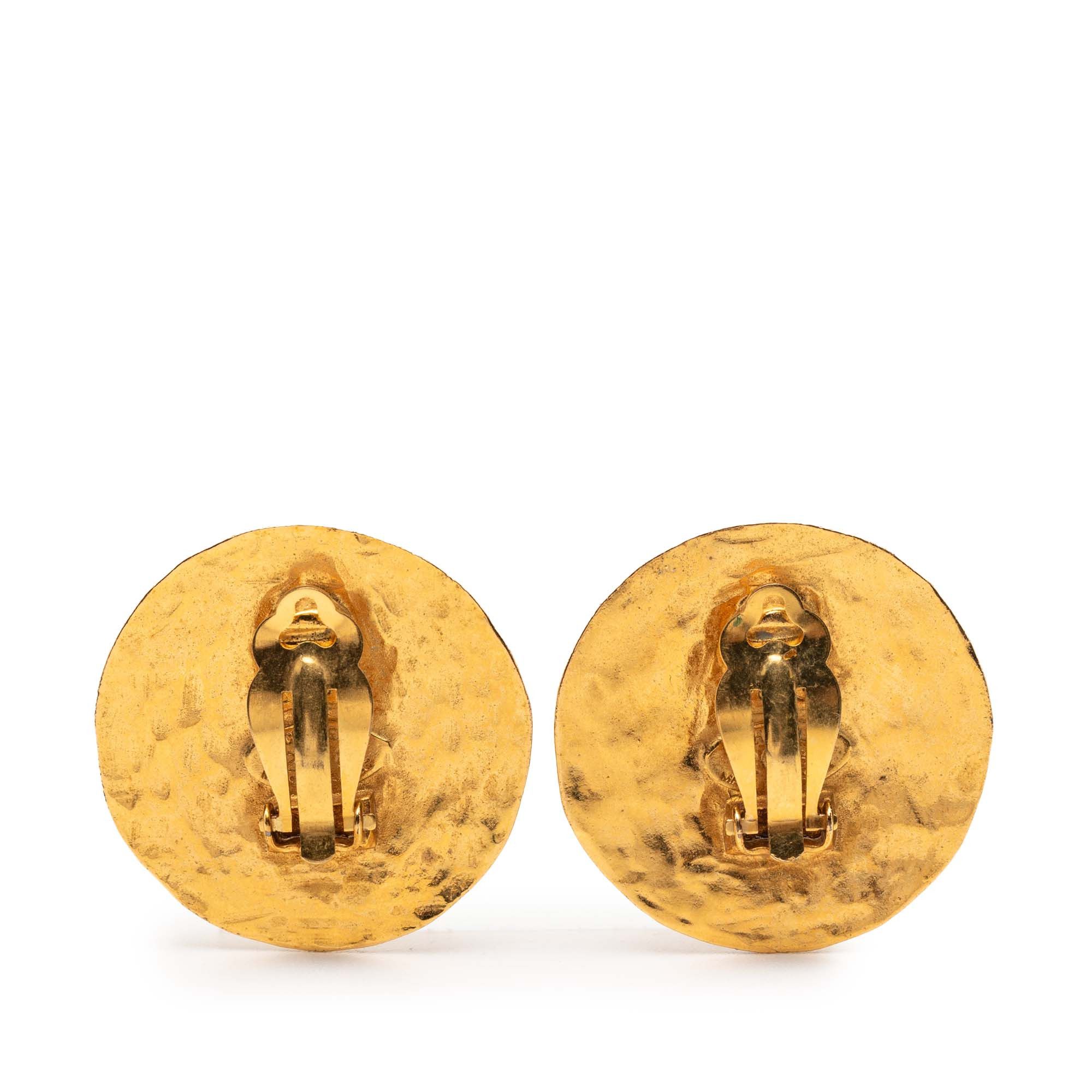 Chanel Chanel Gold Plated CC Round 31 Rue Cambon Clip on Earrings Size ONE SIZE - 2 Thumbnail
