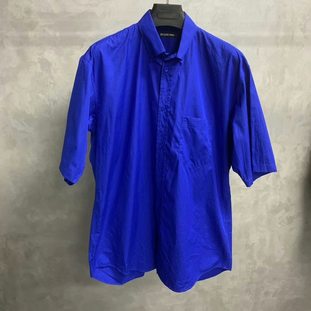 Balenciaga Balenciaga Blue Logo Print Short Sleeve Shirt Size US XS / EU 42 / 0 - 2 Thumbnail
