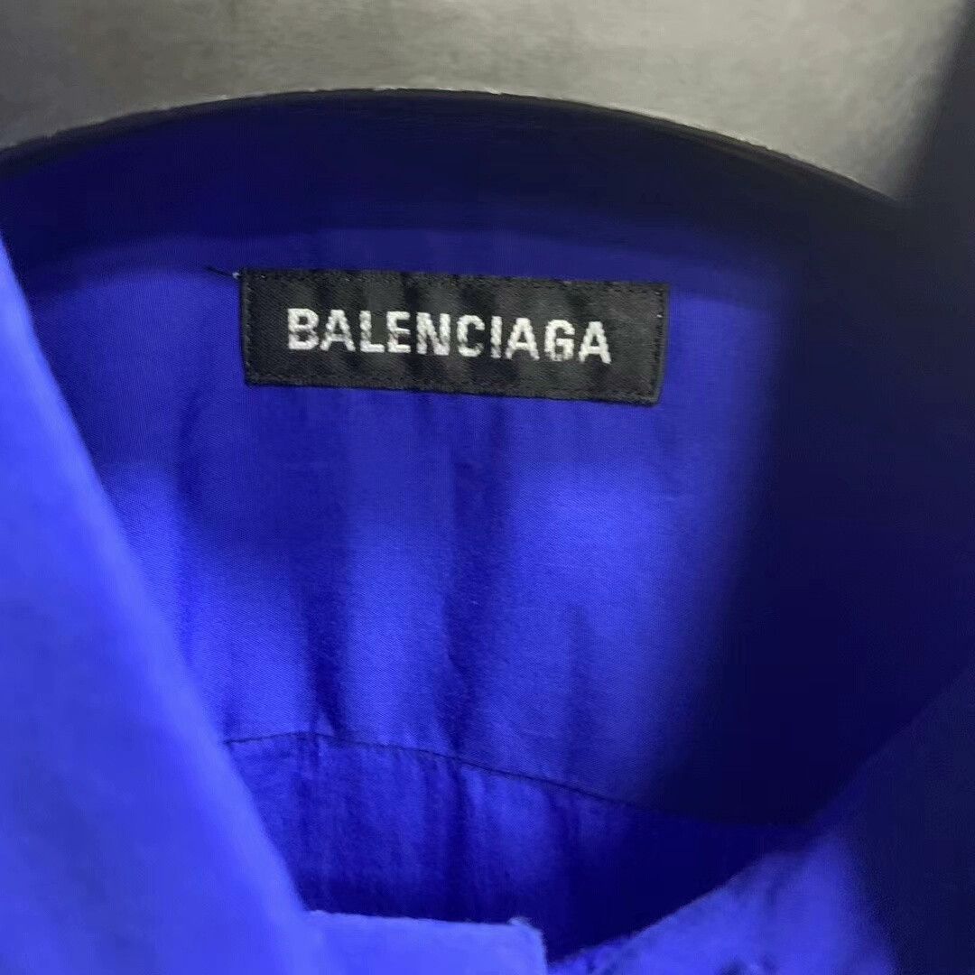 Balenciaga Balenciaga Blue Logo Print Short Sleeve Shirt Size US XS / EU 42 / 0 - 3 Thumbnail