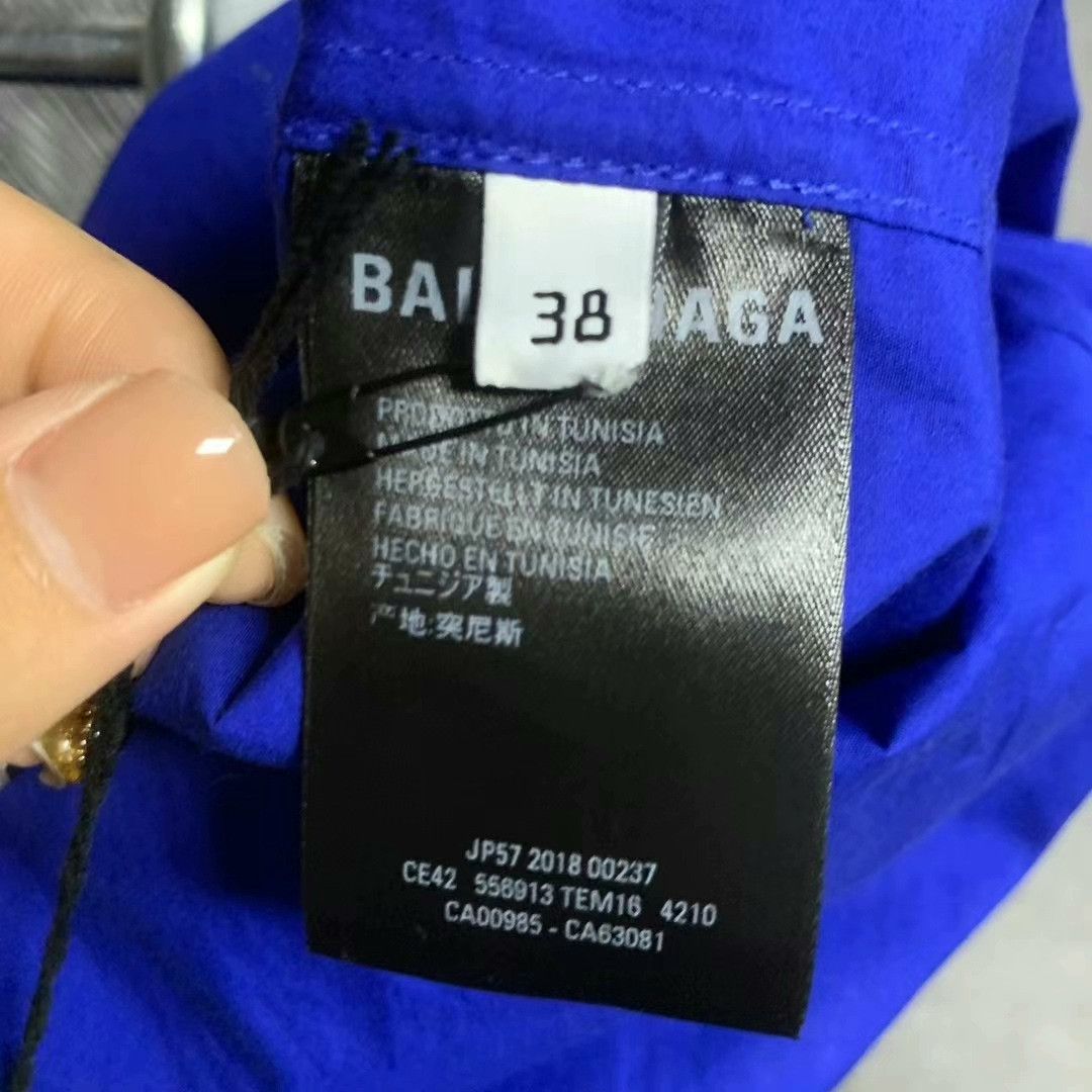 Balenciaga Balenciaga Blue Logo Print Short Sleeve Shirt Size US XS / EU 42 / 0 - 7 Thumbnail