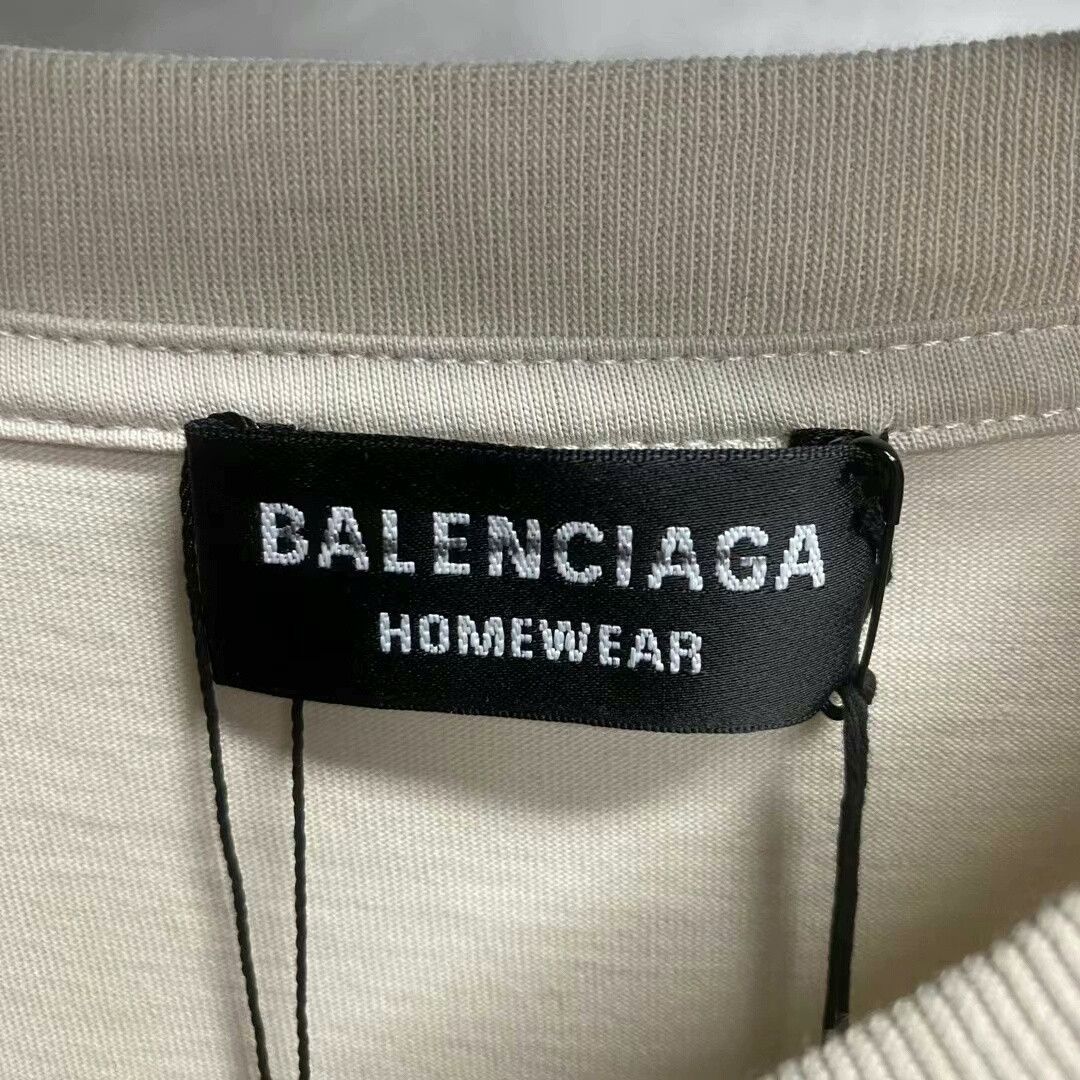 Balenciaga Balenciaga Beige Logo Embroidered Tee Size US XXS / EU 40 - 7 Thumbnail