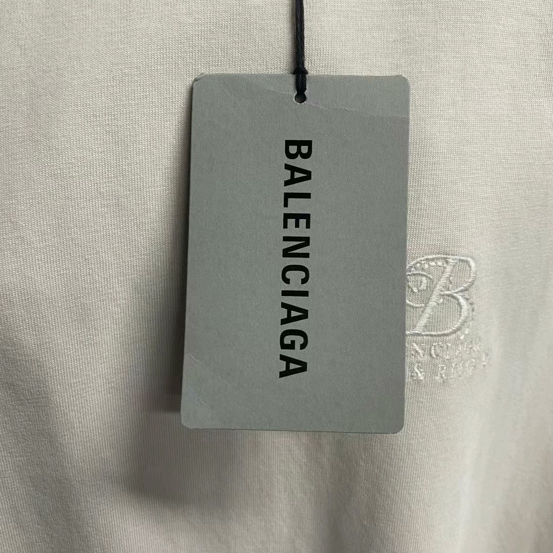 Balenciaga Balenciaga Beige Logo Embroidered Tee Size US XXS / EU 40 - 3 Thumbnail