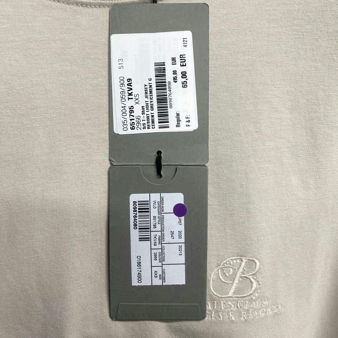 Balenciaga Balenciaga Beige Logo Embroidered Tee Size US XXS / EU 40 - 5 Thumbnail