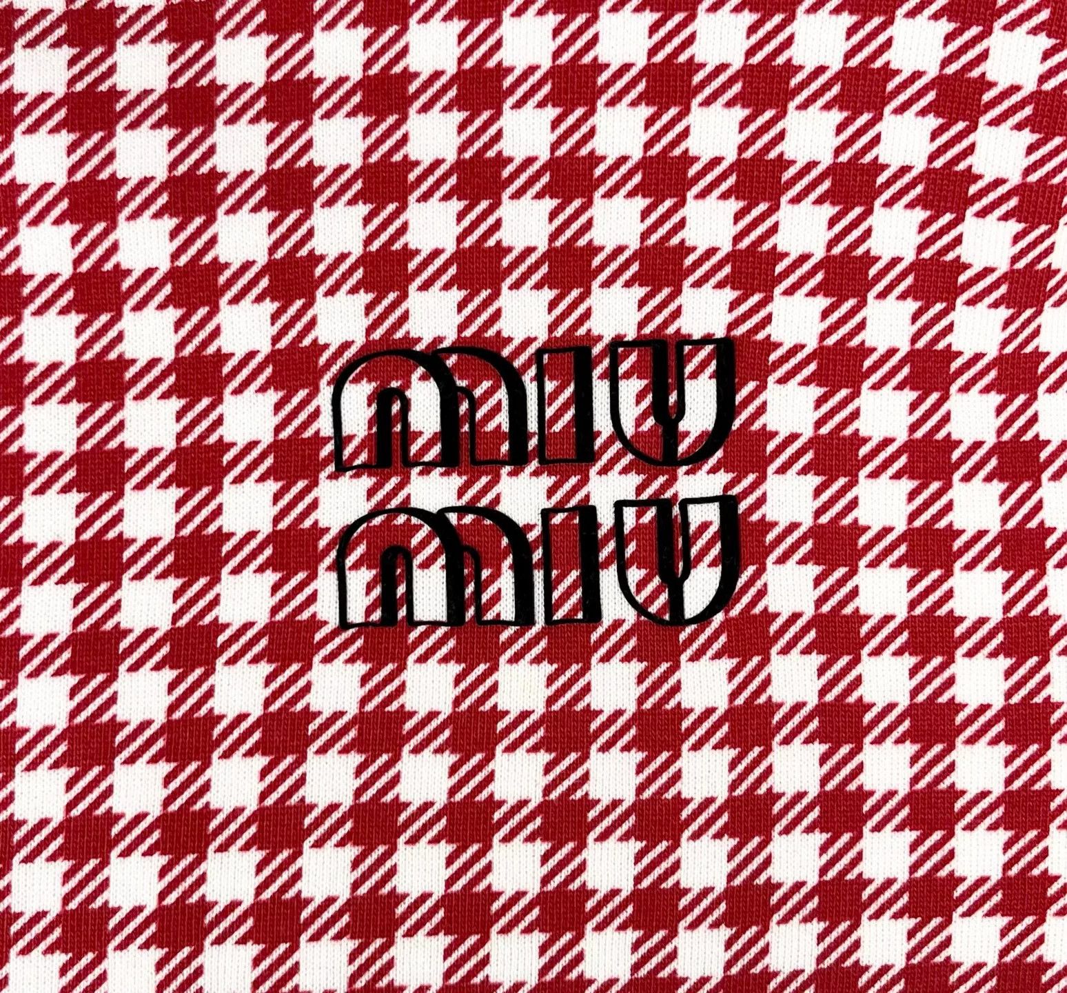 Miu Miu miu miu red checkered logo cropped sweatshirt Size US S / EU 44-46 / 1 - 5 Thumbnail