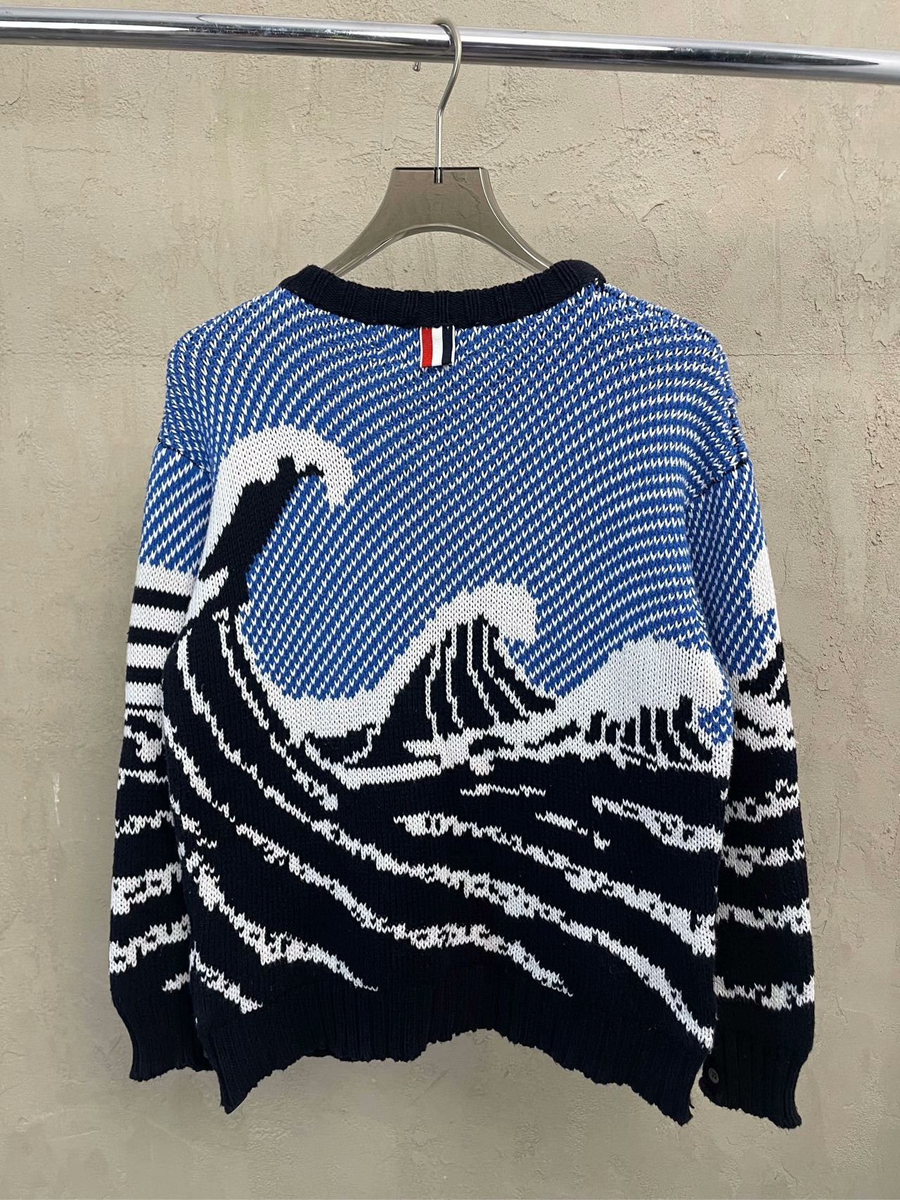 Thom Browne thom browne blue shark wave knitted sweater Size US XXS / EU 40 - 6 Thumbnail
