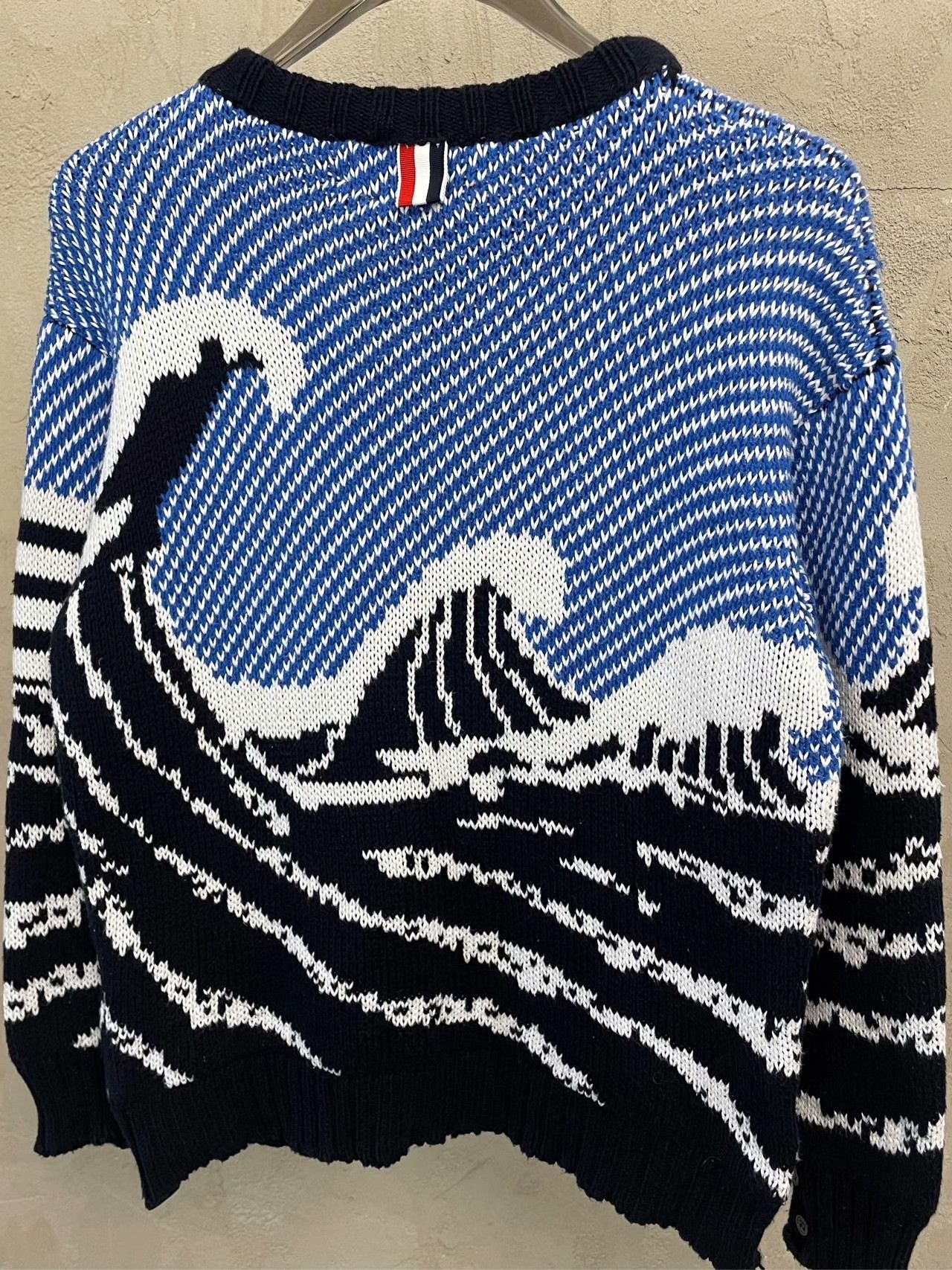 Thom Browne thom browne blue shark wave knitted sweater Size US XXS / EU 40 - 4 Thumbnail