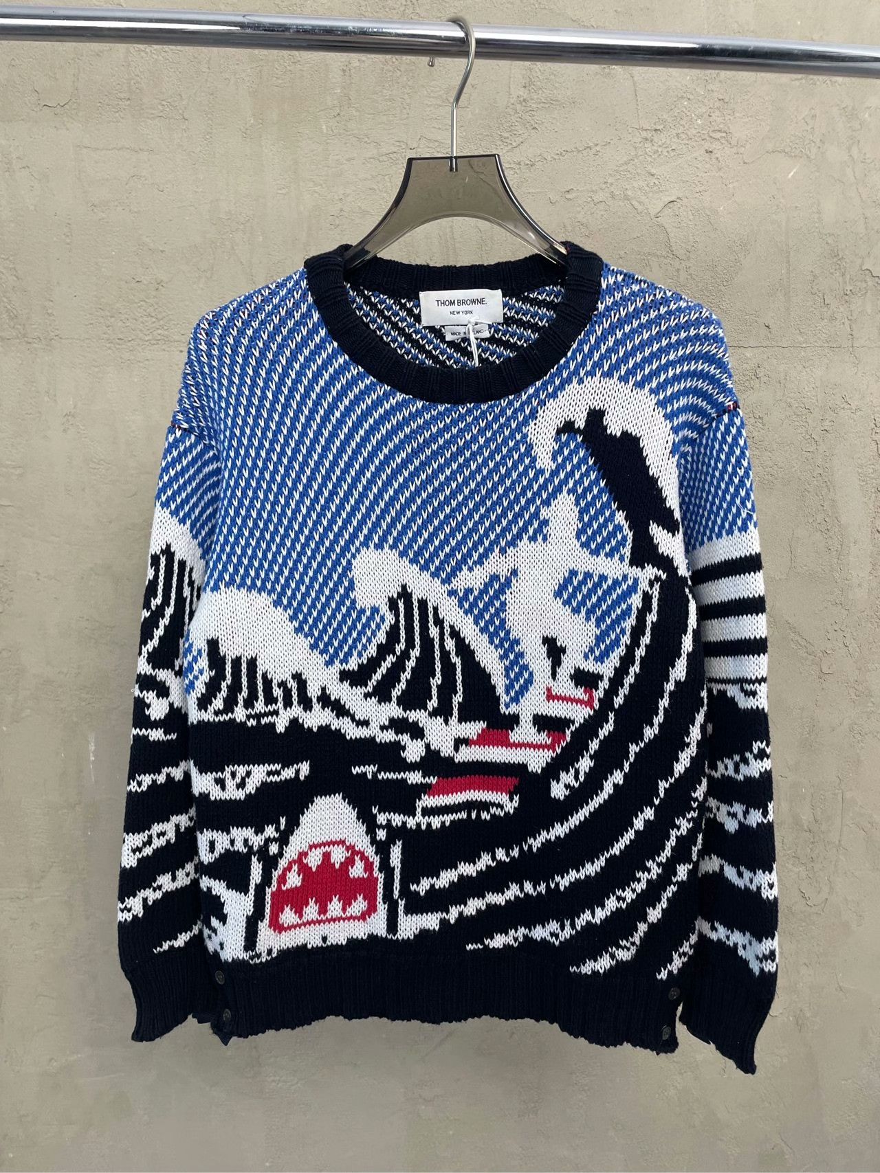 Thom Browne thom browne blue shark wave knitted sweater Size US XXS / EU 40 - 2 Thumbnail