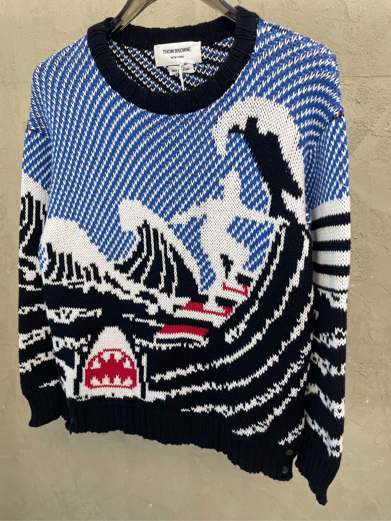 Thom Browne thom browne blue shark wave knitted sweater Size US XXS / EU 40 - 3 Thumbnail