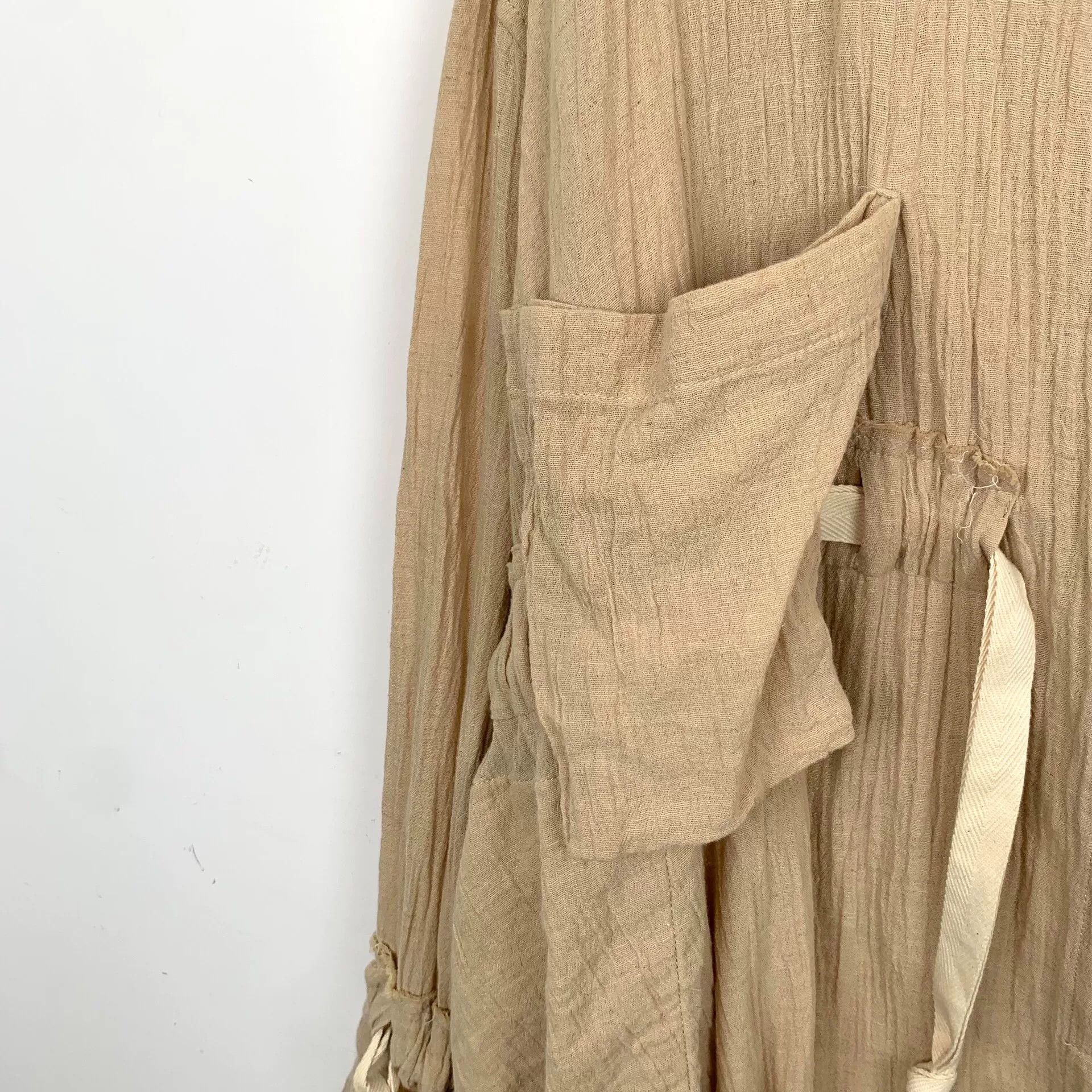 Loewe Loewe Brown Pleated Cotton Long Sleeve Cardigan Size US XXS / EU 40 - 4 Thumbnail