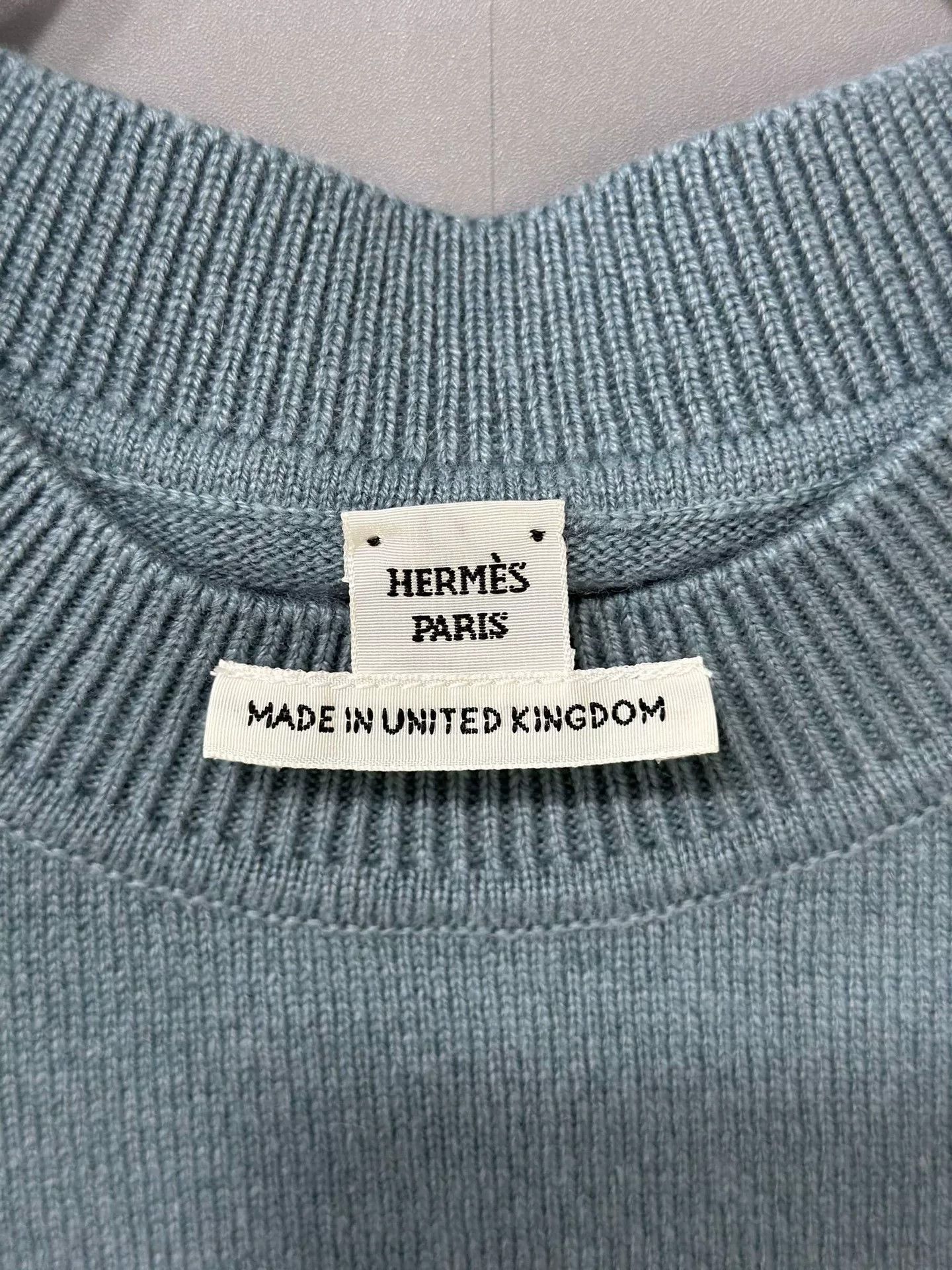 HERMES Logo Cashmere Knit Short Sleeve