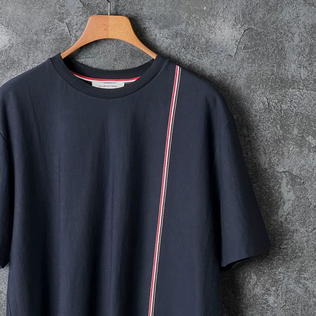 Thom Browne THOM BROWNE Navy Stripe Cotton T-shirt Size US XS / EU 42 / 0 - 3 Thumbnail