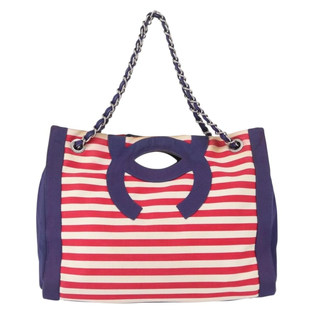 Chanel Chanel Mariniere Chain Tote Striped Canvas Size ONE SIZE - 2 Thumbnail